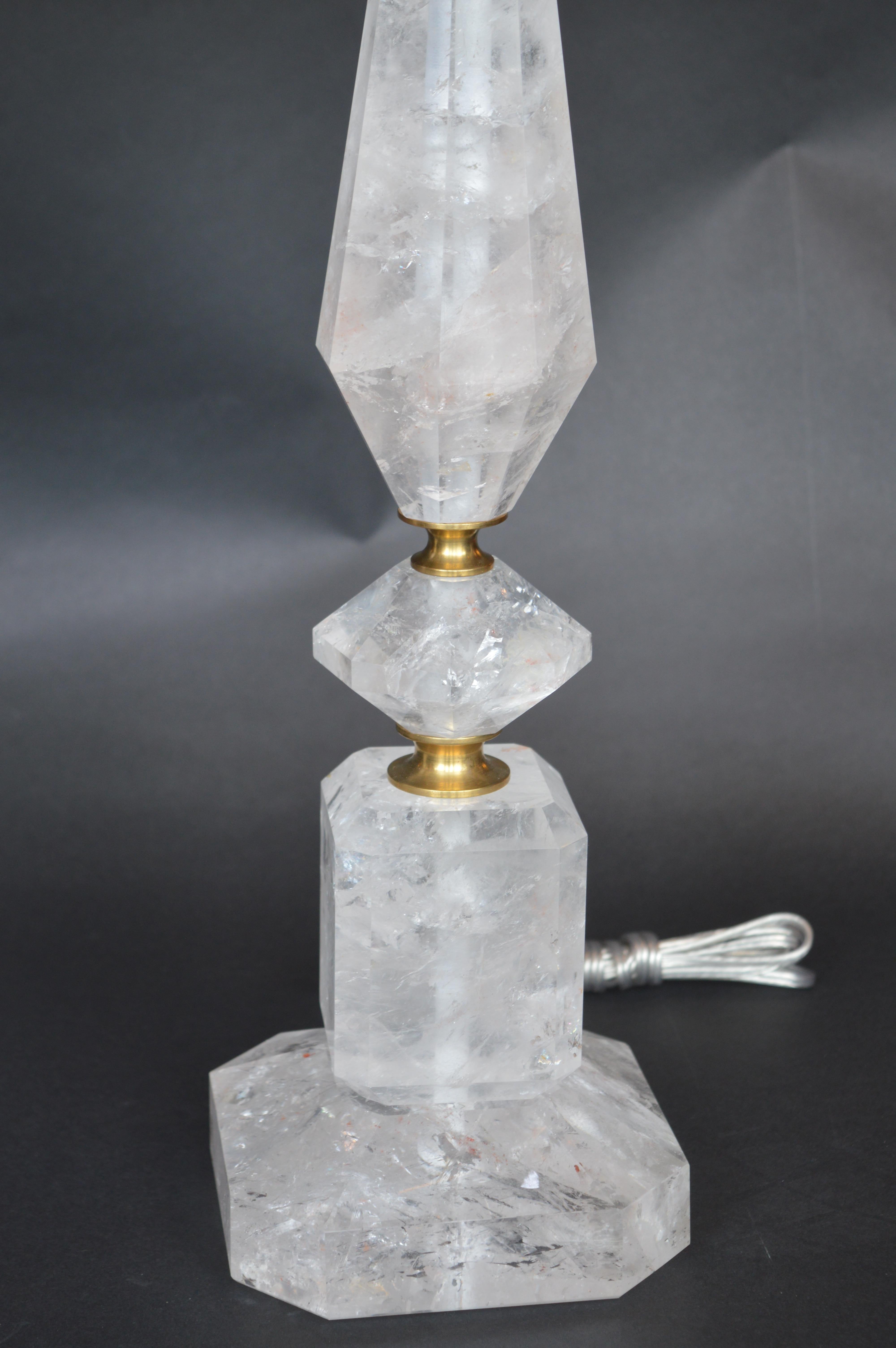 20th Century Pair of Rock Crystal Lamps