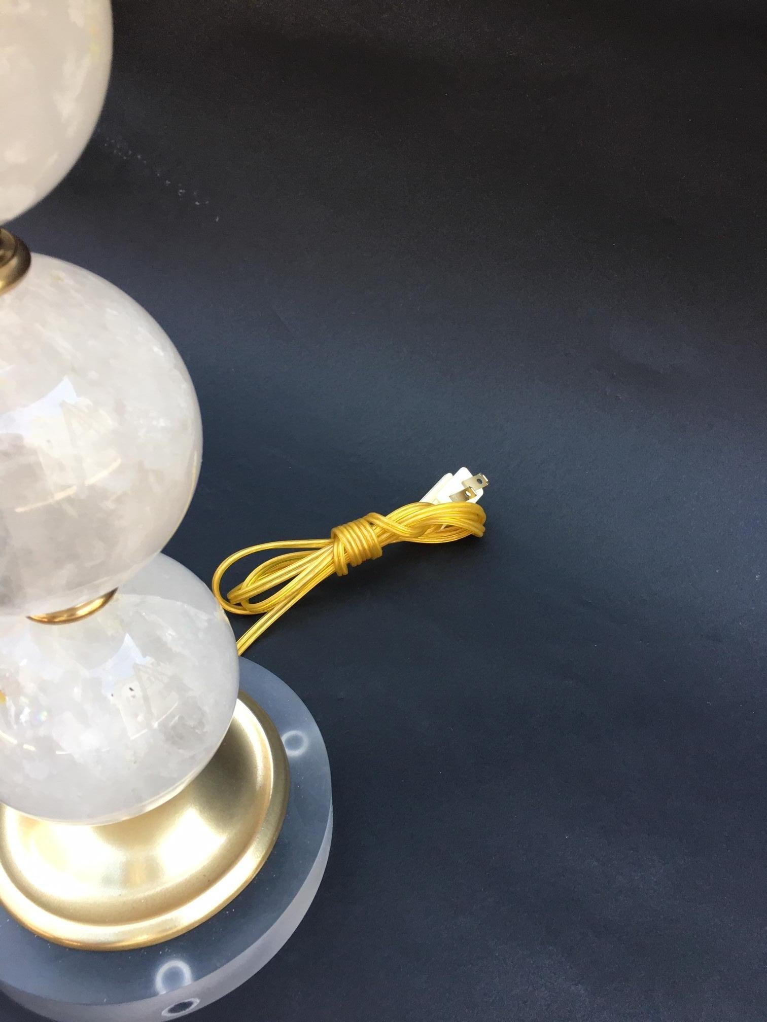 Pair of Rock Crystal Lamps In Good Condition In Los Angeles, CA