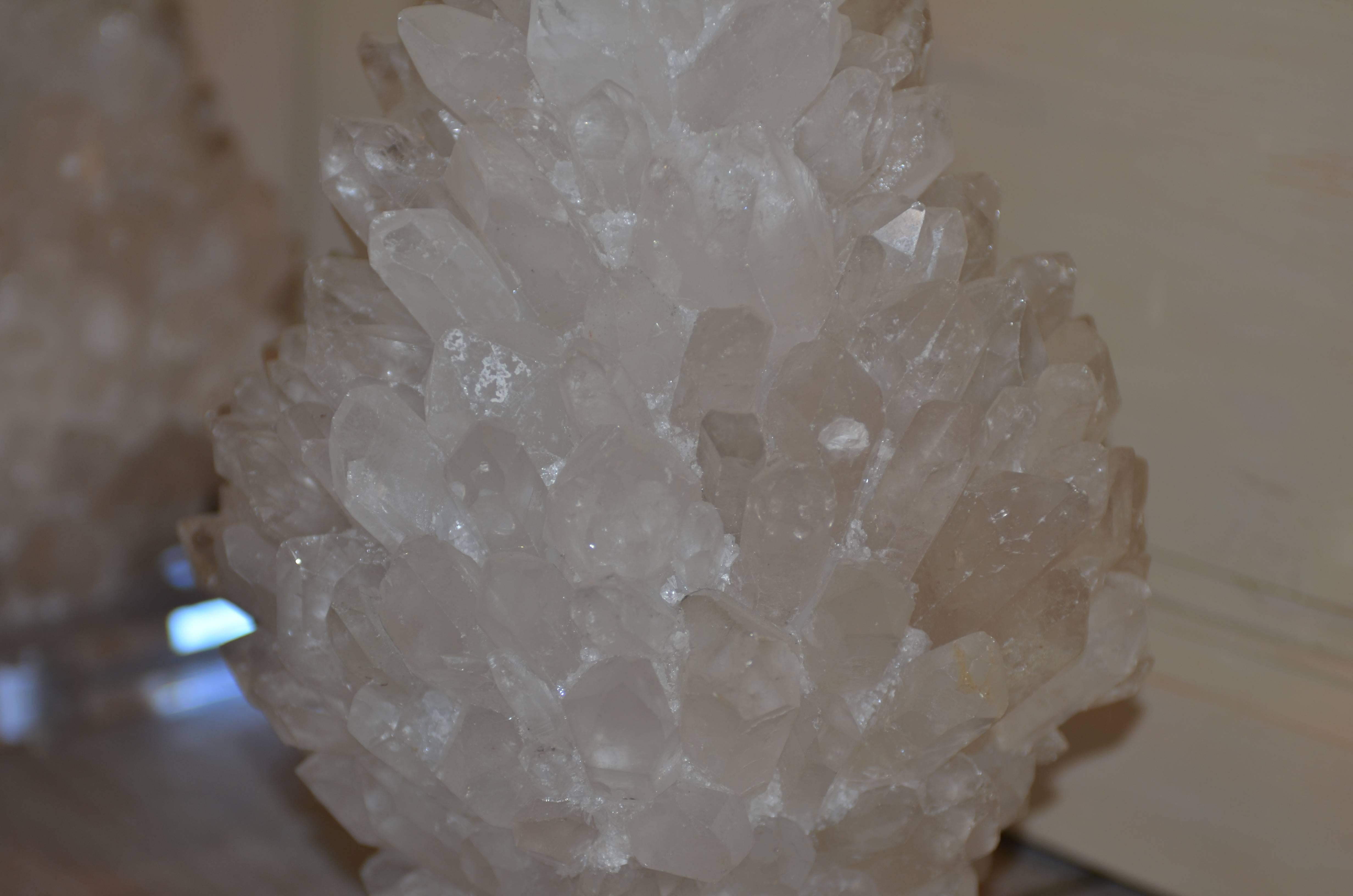 Pair of Rock Crystal Lamps For Sale 1