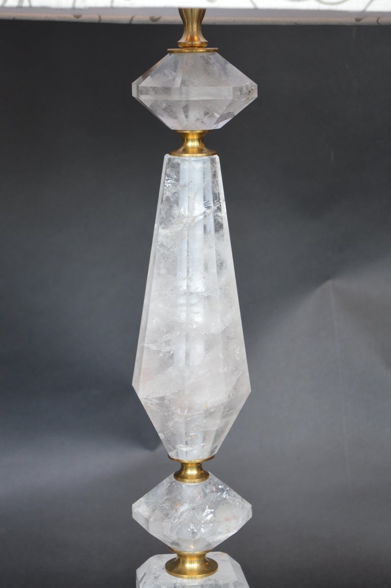 Pair of Rock Crystal Lamps For Sale 1