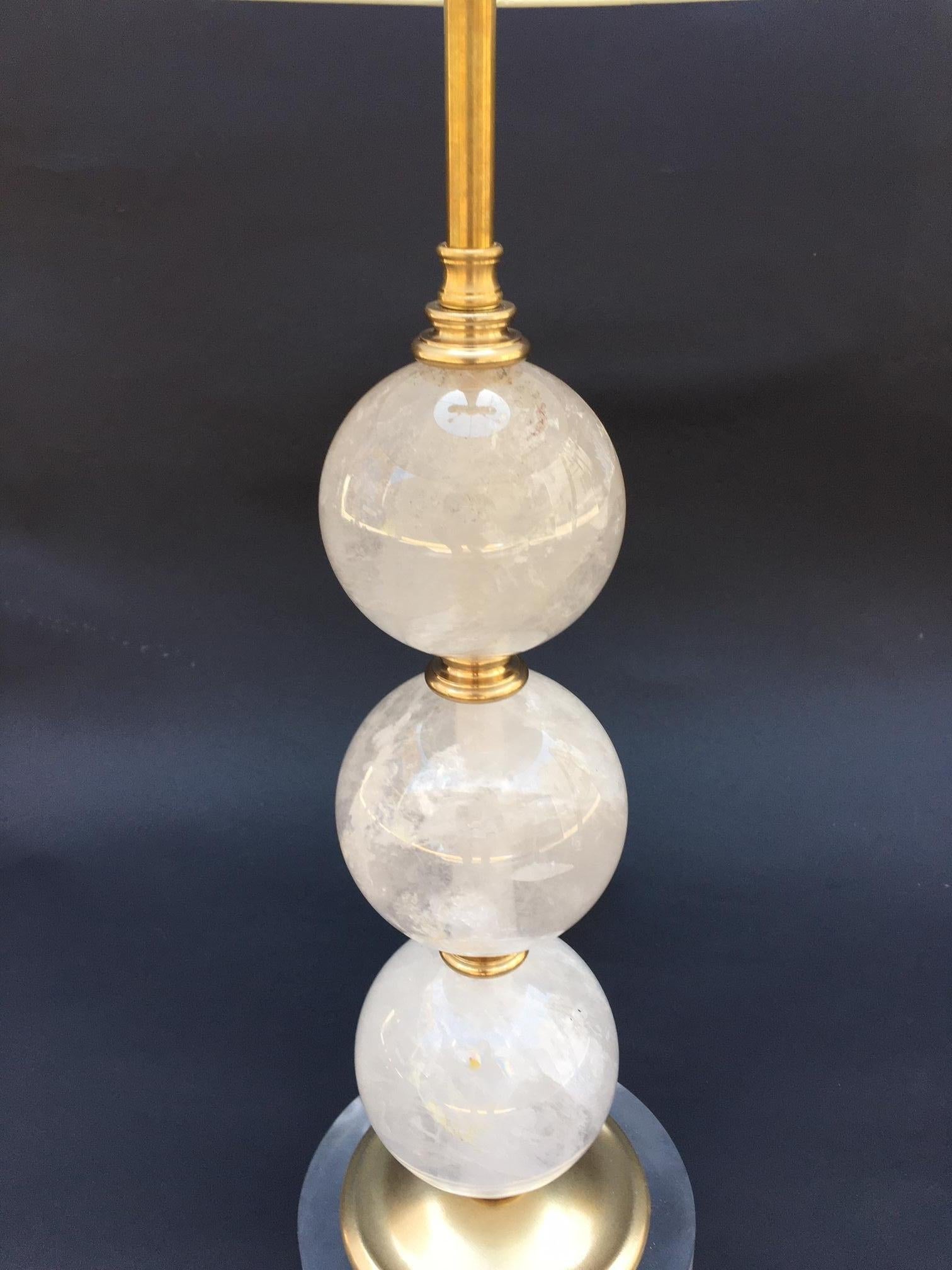 Late 20th Century Pair of Rock Crystal Lamps