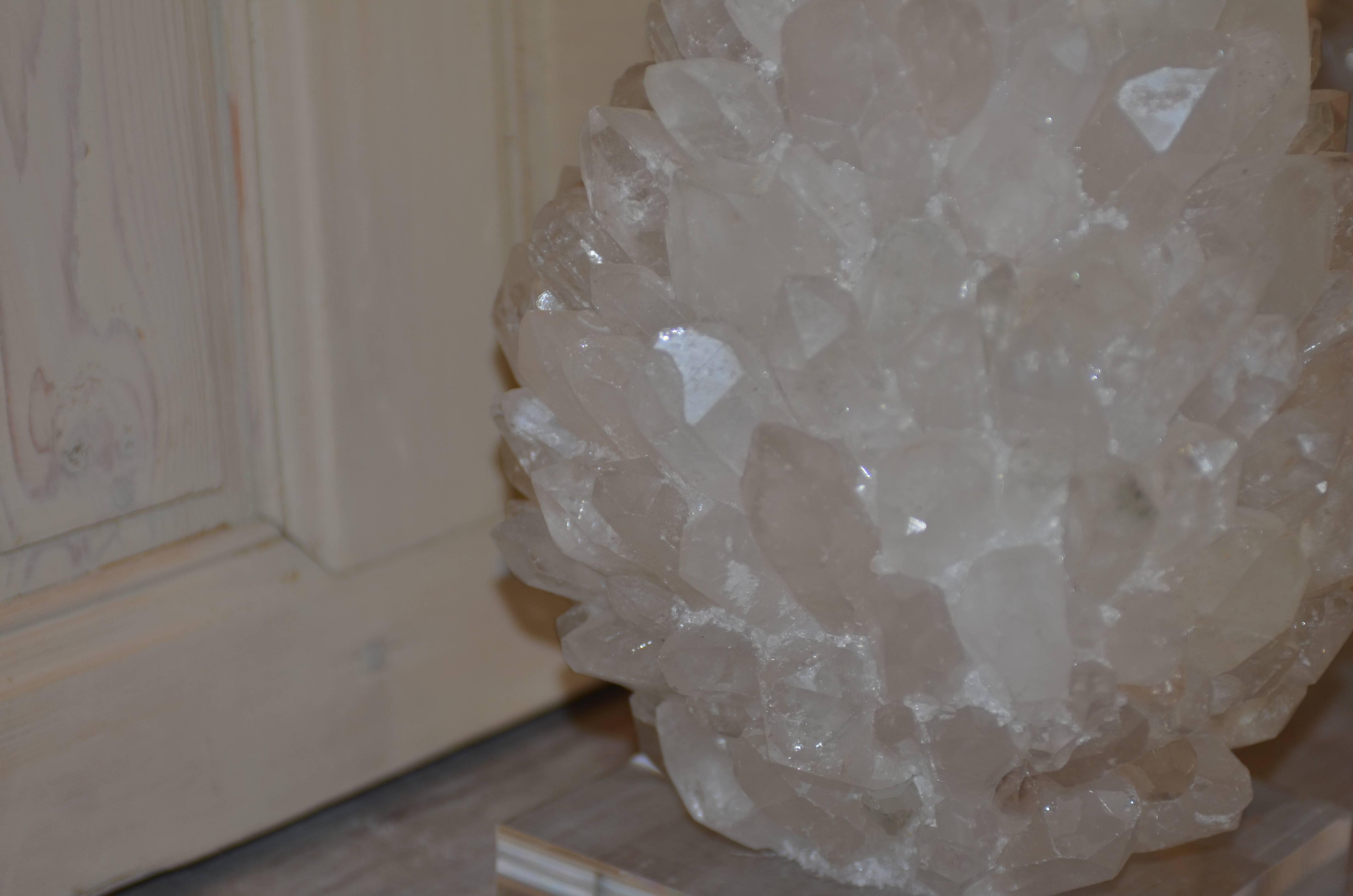 Pair of Rock Crystal Lamps For Sale 2