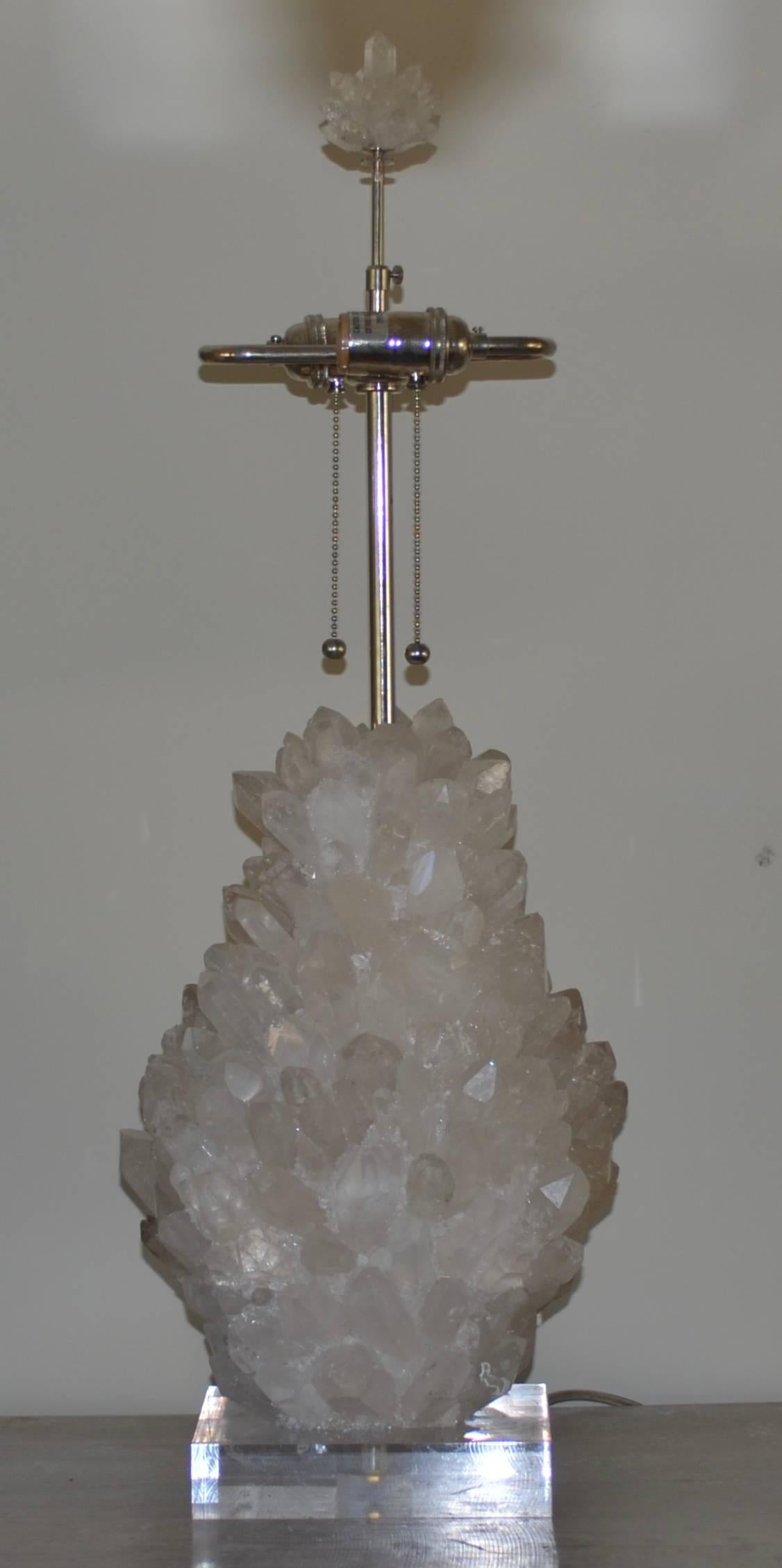 Pair of Rock Crystal Lamps For Sale 3