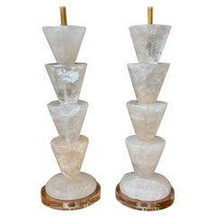 Pareja de Lámparas de Cristal de Roca