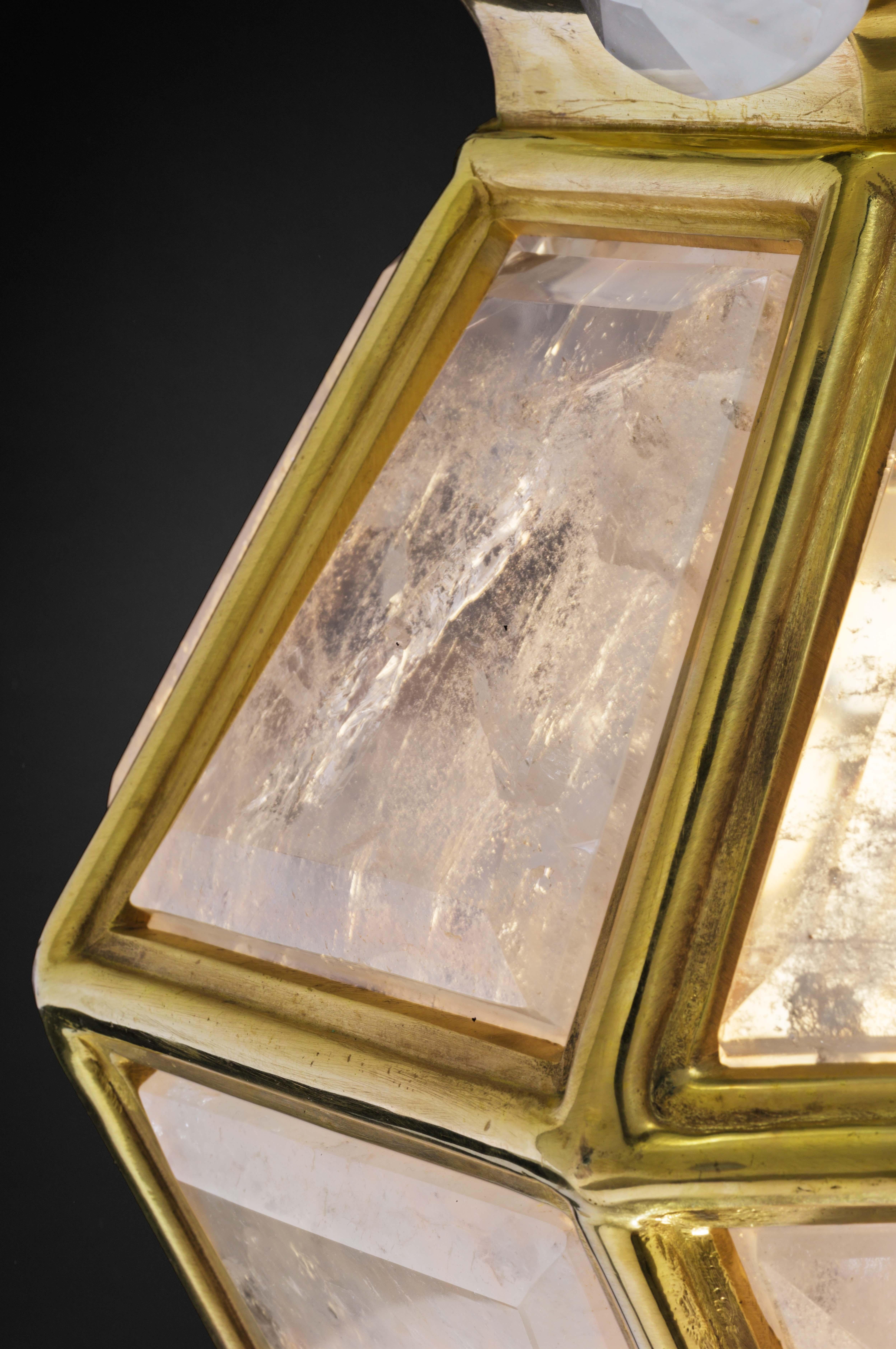 Bronze Pair of Rock Crystal Lanterns by Alexandre Vossion