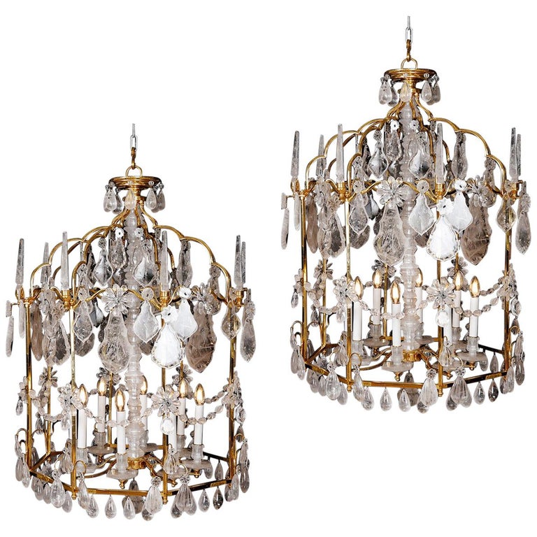 Beautiful Pair of Rock Crystal Lanterns For Sale at 1stdibs