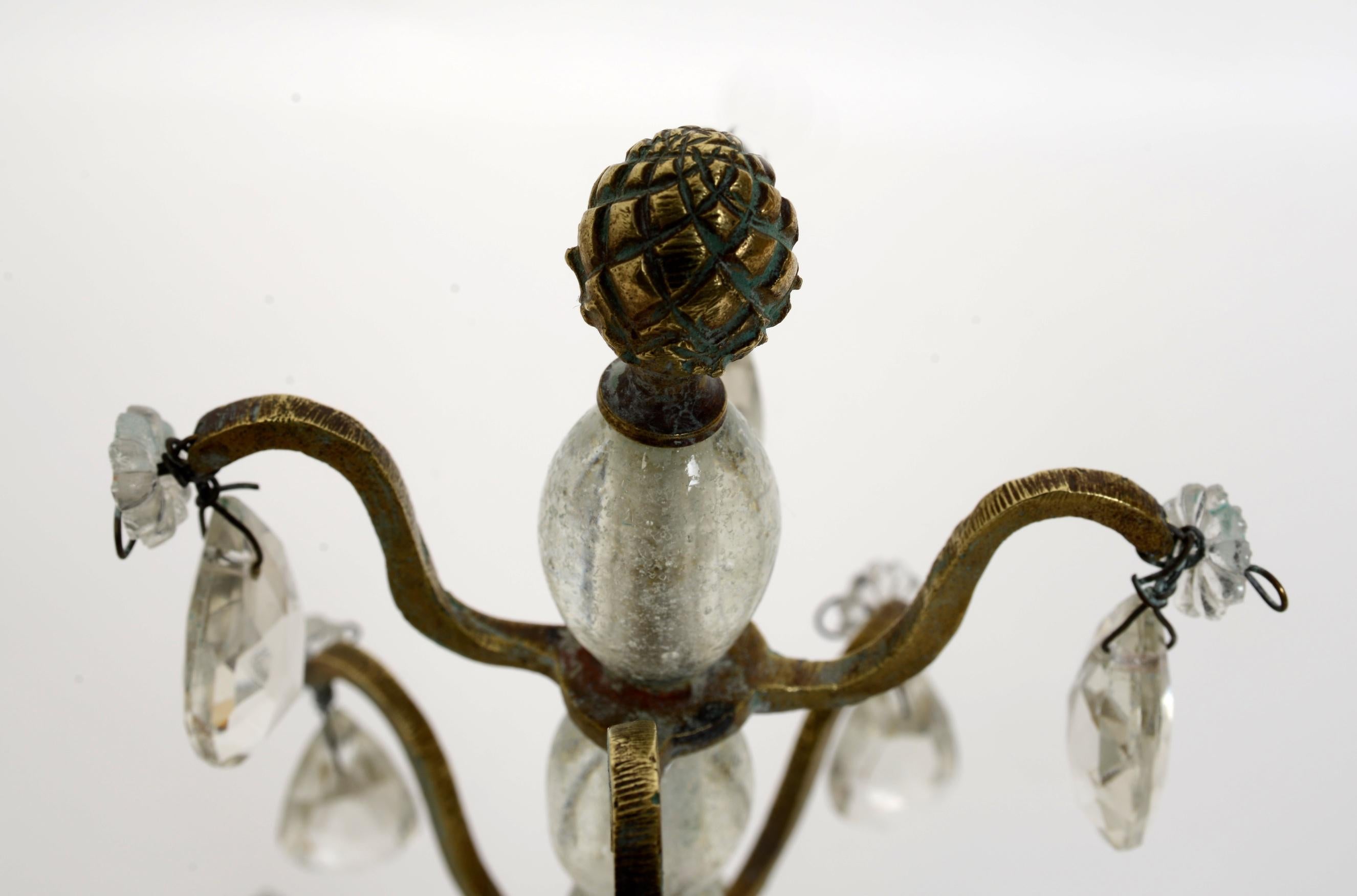 Pair of Rock Crystal, Lead Crystal and Brass Candelabra, Late 19th Century For Sale 5