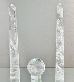 Pair of Rock Crystal Obelisks and Sphere