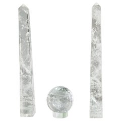 Pair of Rock Crystal Obelisks and Sphere