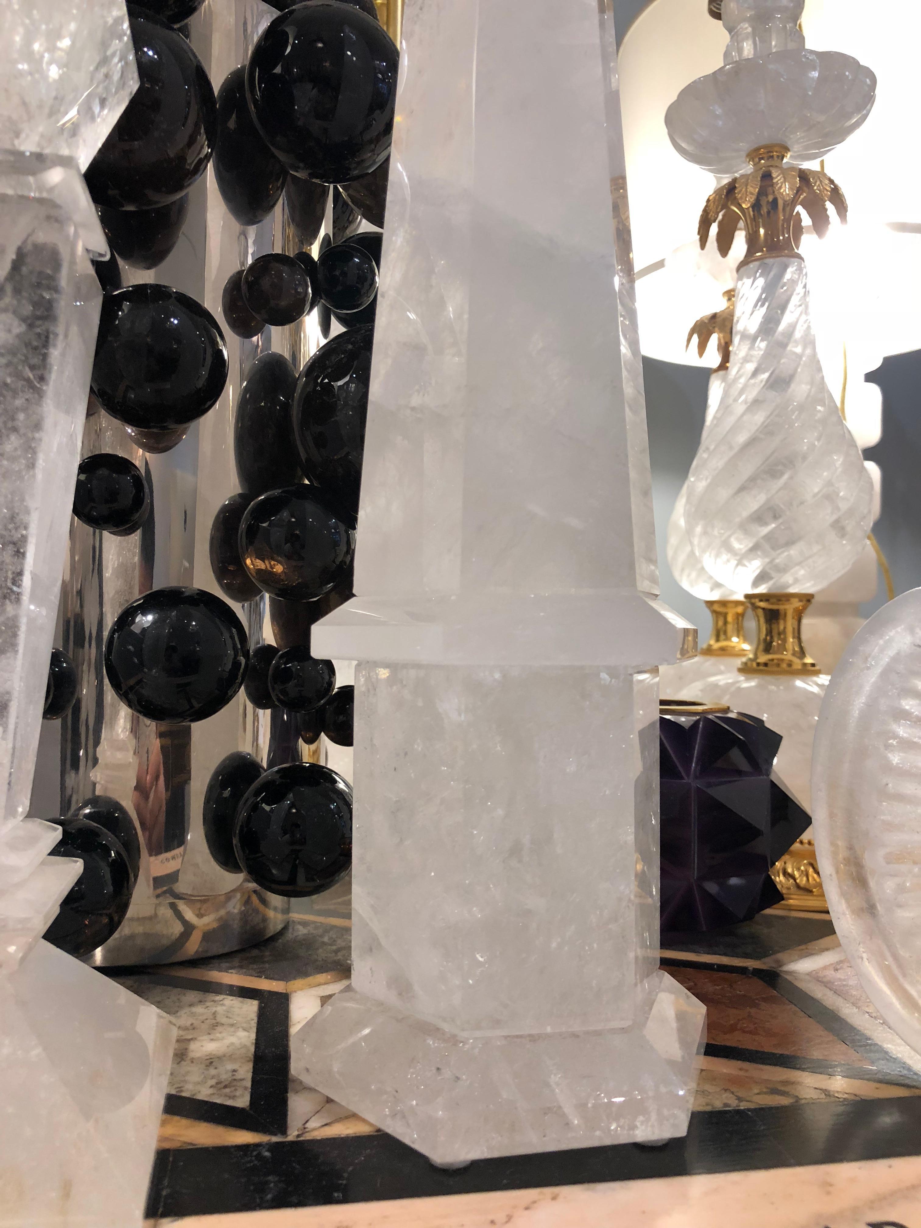 Pair of Rock Crystal Obelisks In Excellent Condition For Sale In New York, NY