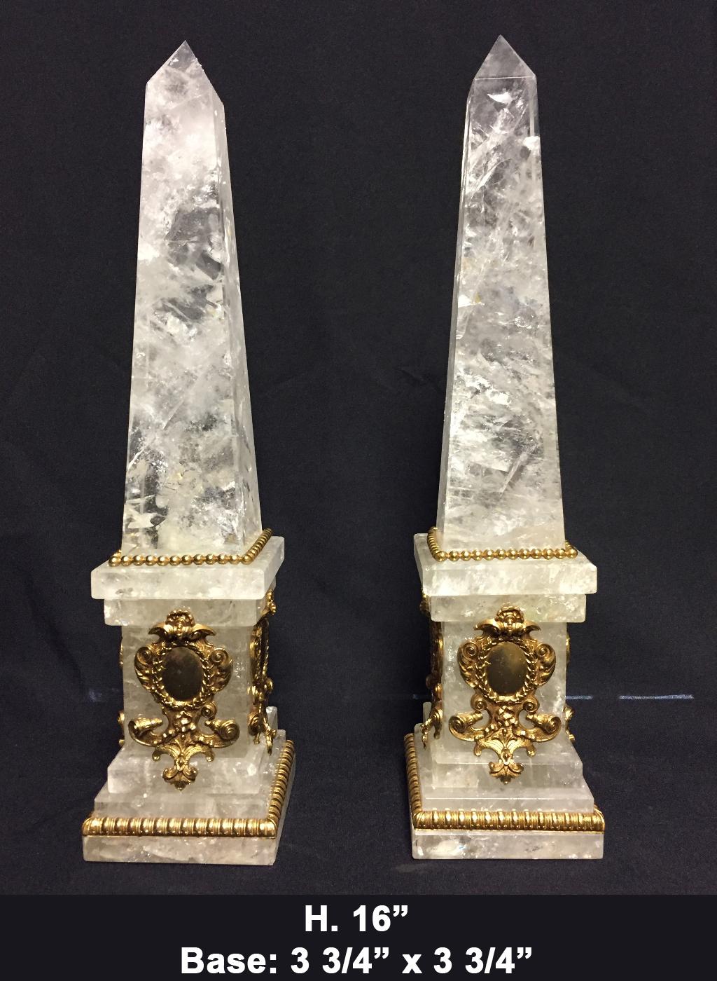 Pair of Rock Crystal Obelisks For Sale 2