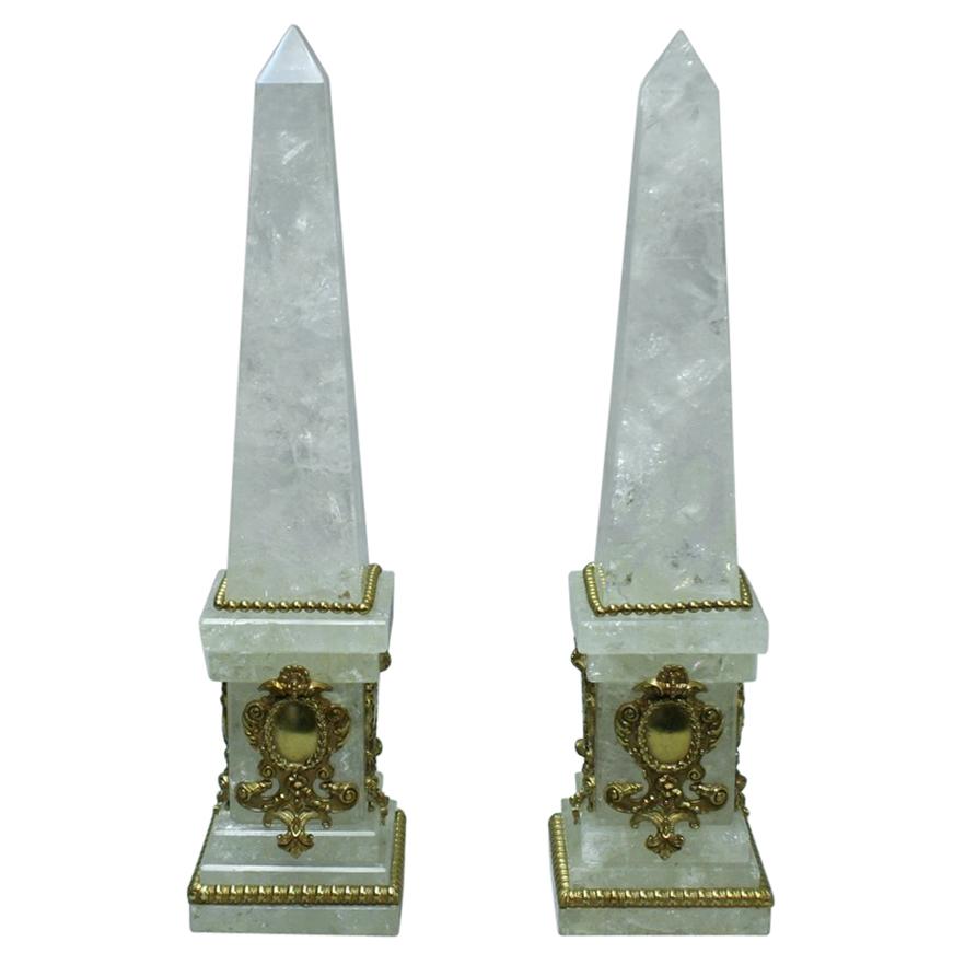 Pair of Rock Crystal Obelisks