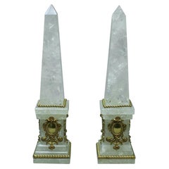 Used Pair of Rock Crystal Obelisks