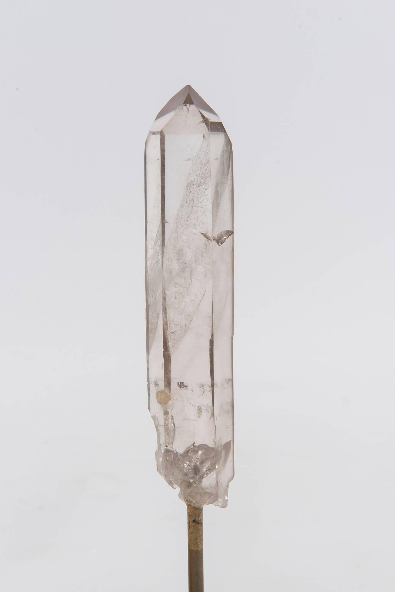 Pair of Rock Crystal Quartz Points on Stands In Excellent Condition In Houston, TX