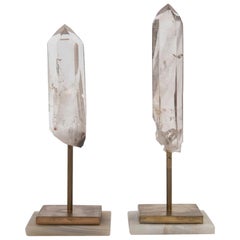 Pair of Rock Crystal Quartz Points on Stands