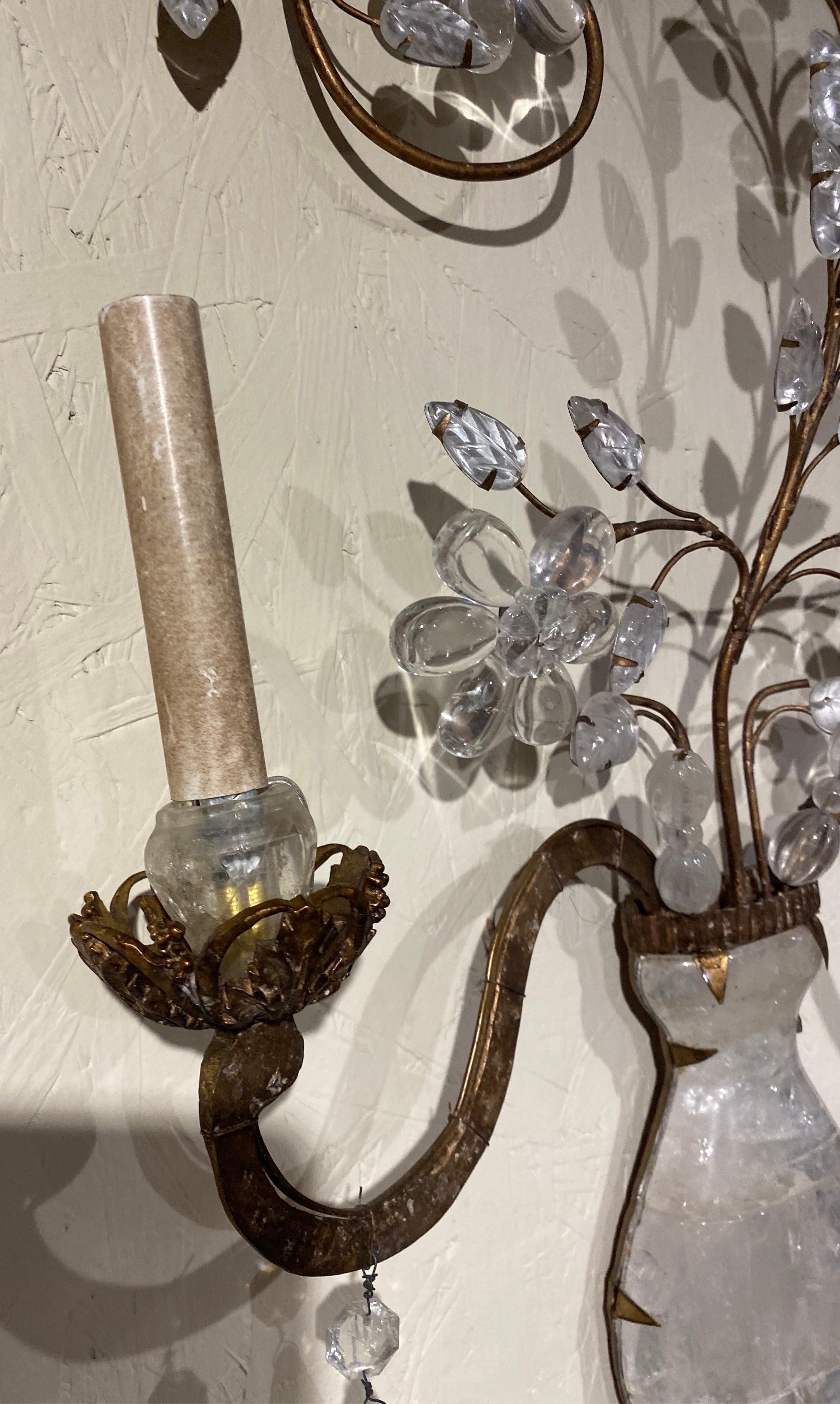 20th Century Pair of Rock Crystal Sconces