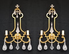 Pair of Rock Crystal Sconces with 22K Gold Leaf
