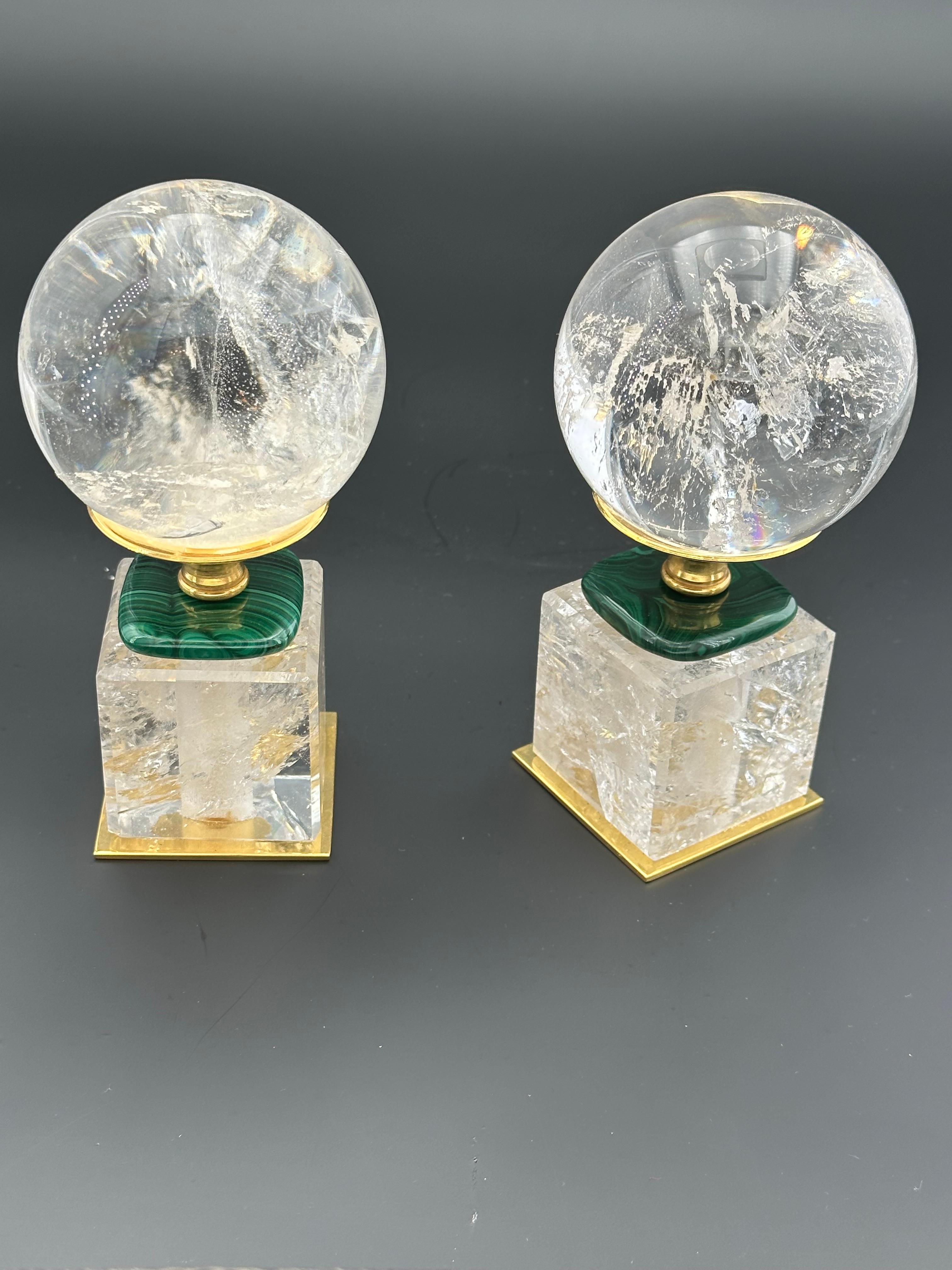 Pair of Rock Crystal Spheres  In New Condition For Sale In SAINT-OUEN, FR