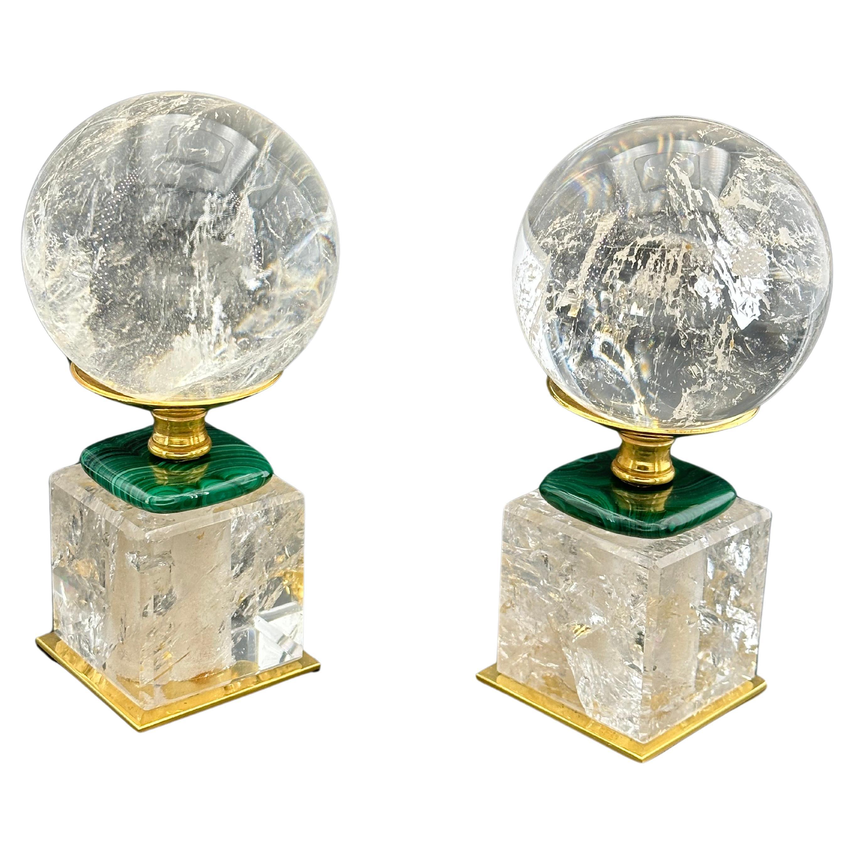 Pair of Rock Crystal Spheres  For Sale