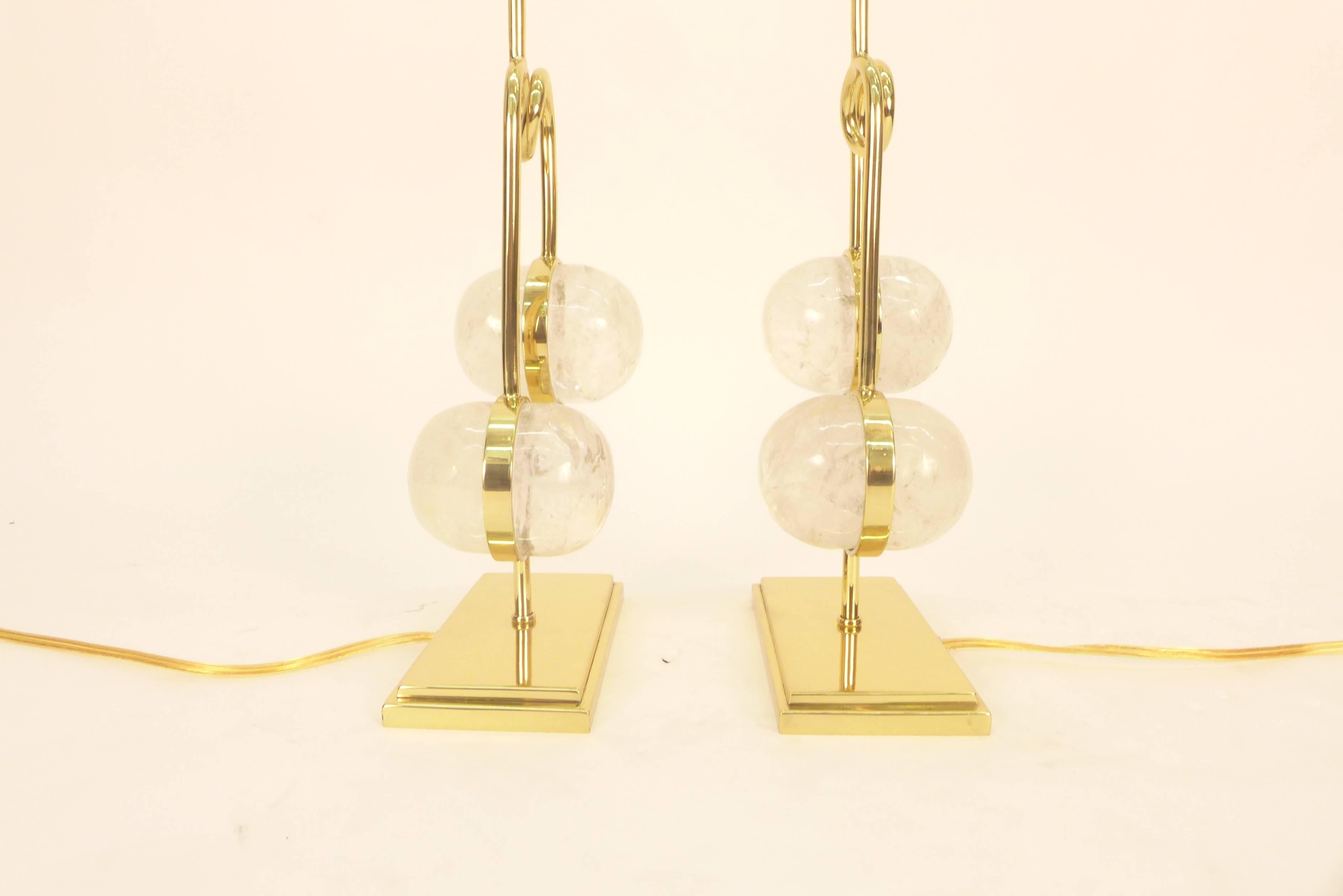 Contemporary Pair of Rock Crystal Table Lamps 
