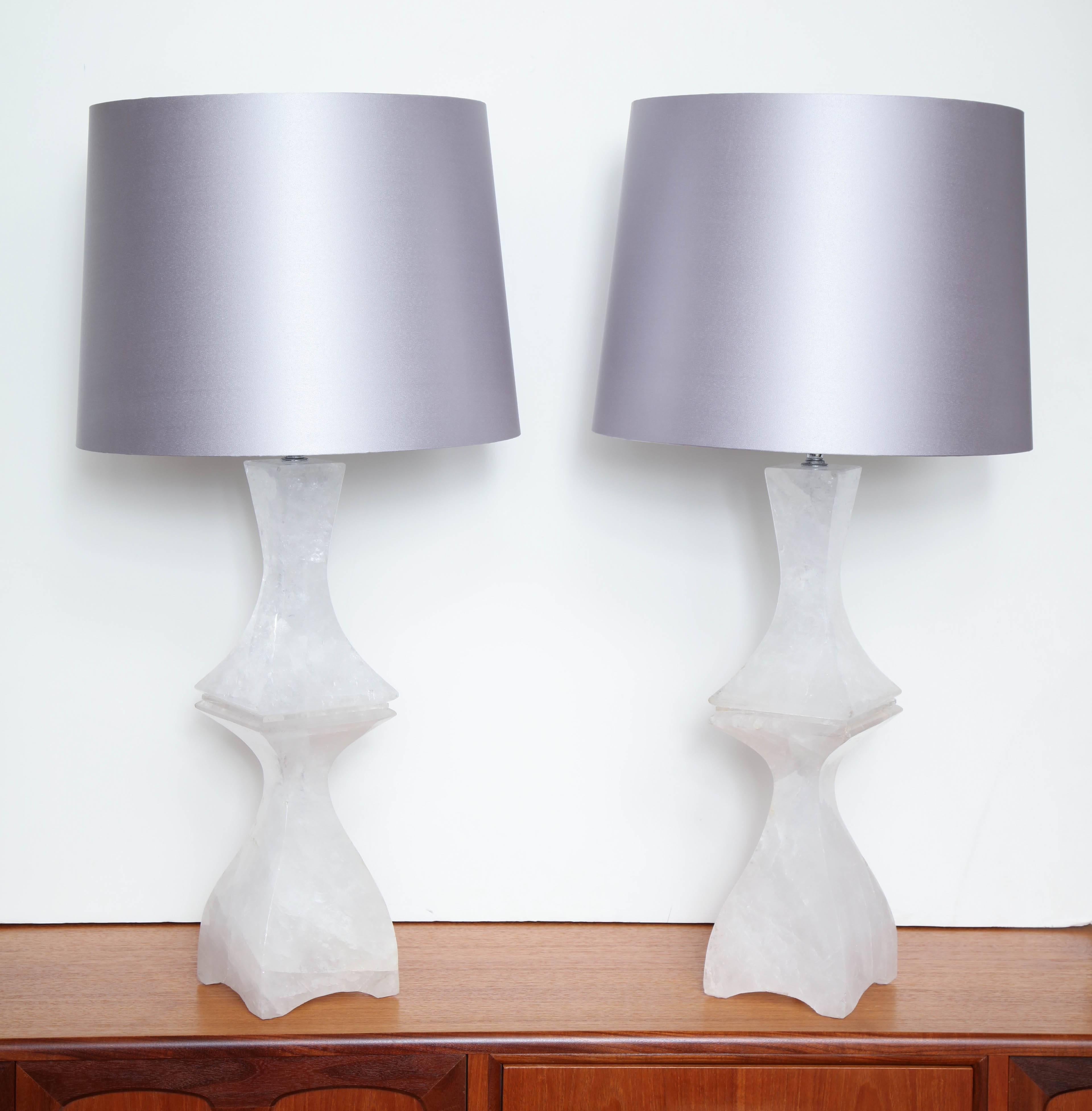 Pair of rock crystal table lamps.