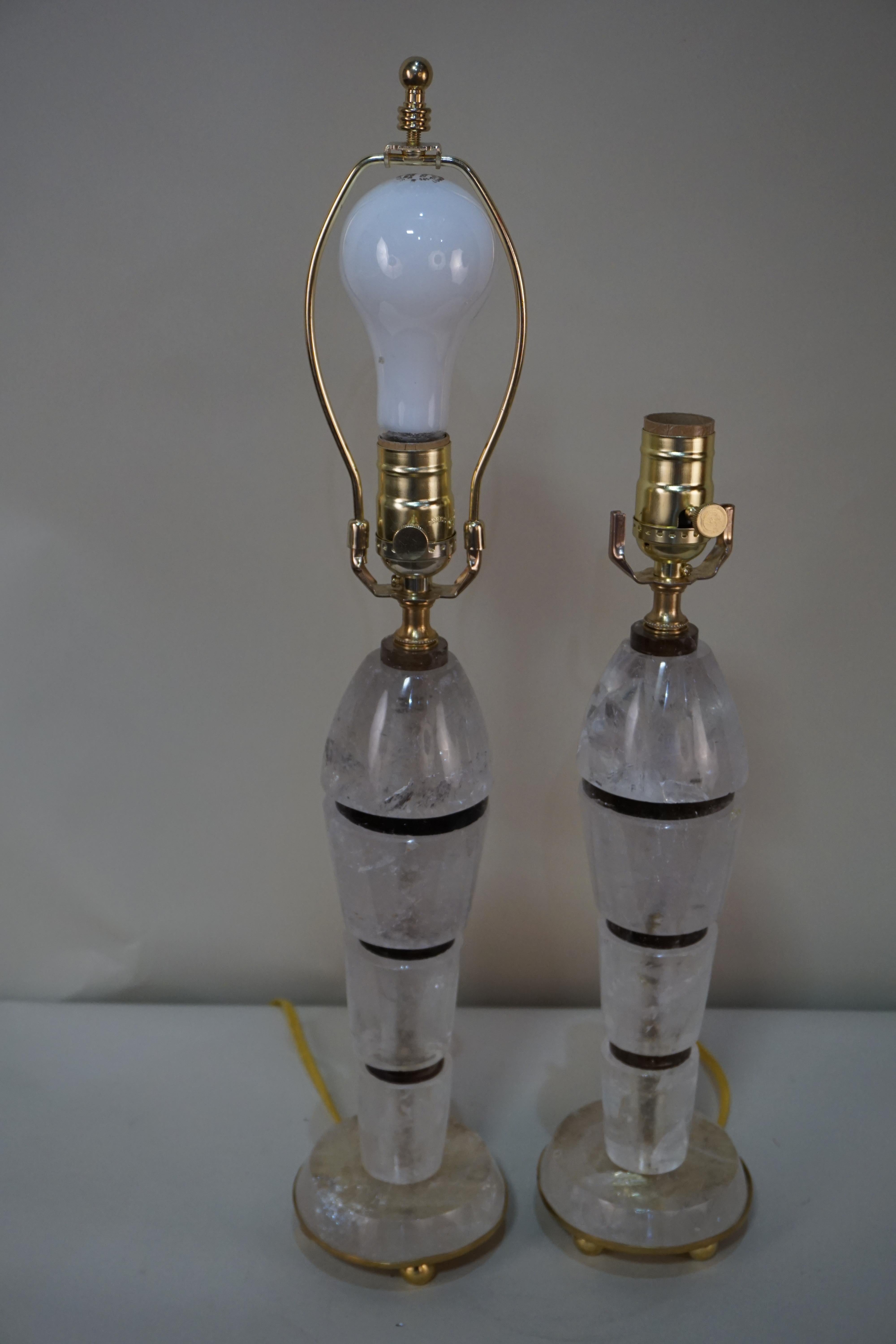 French Pair of Rock Crystal Table Lamps