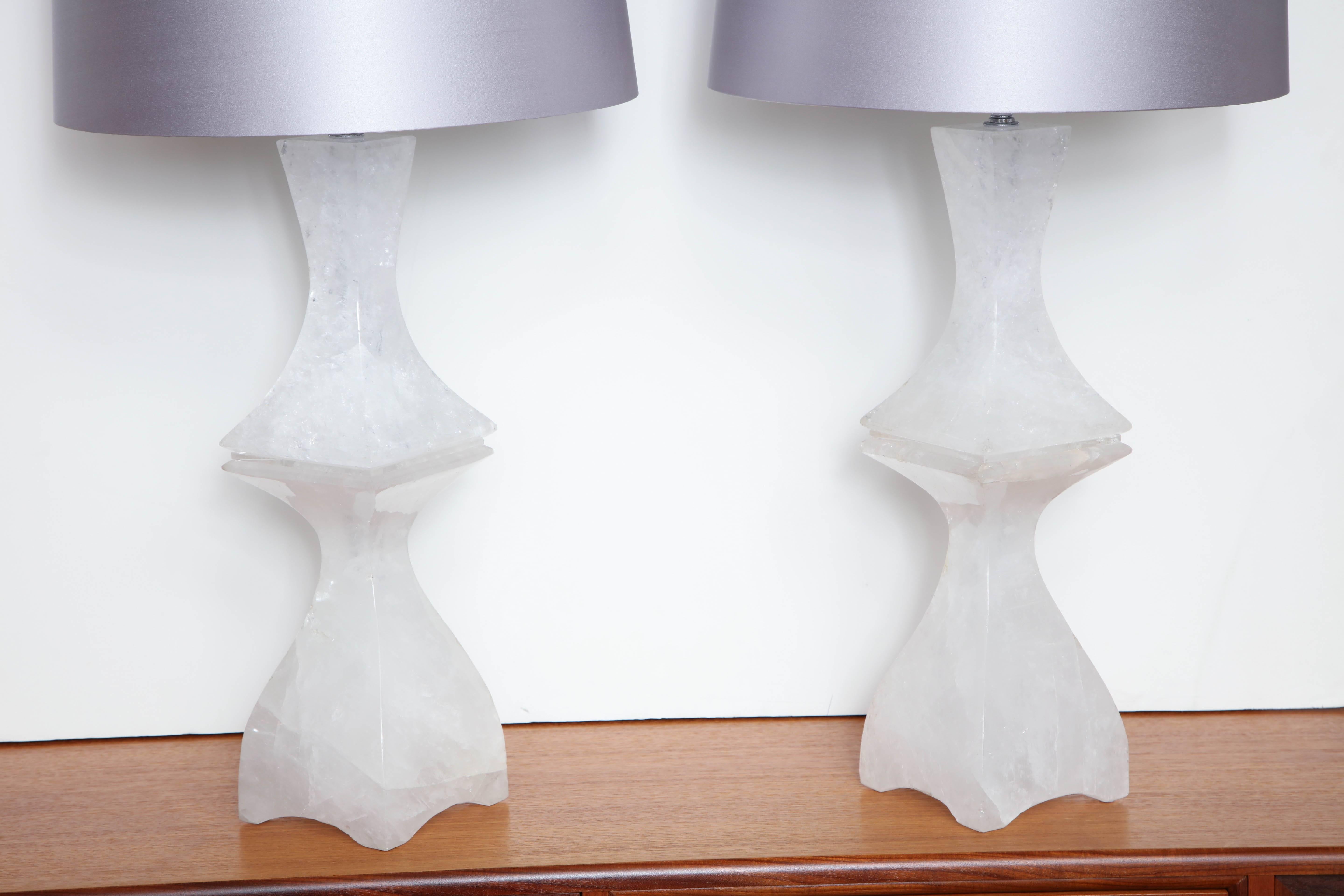 Modern Pair of Rock Crystal Table Lamps