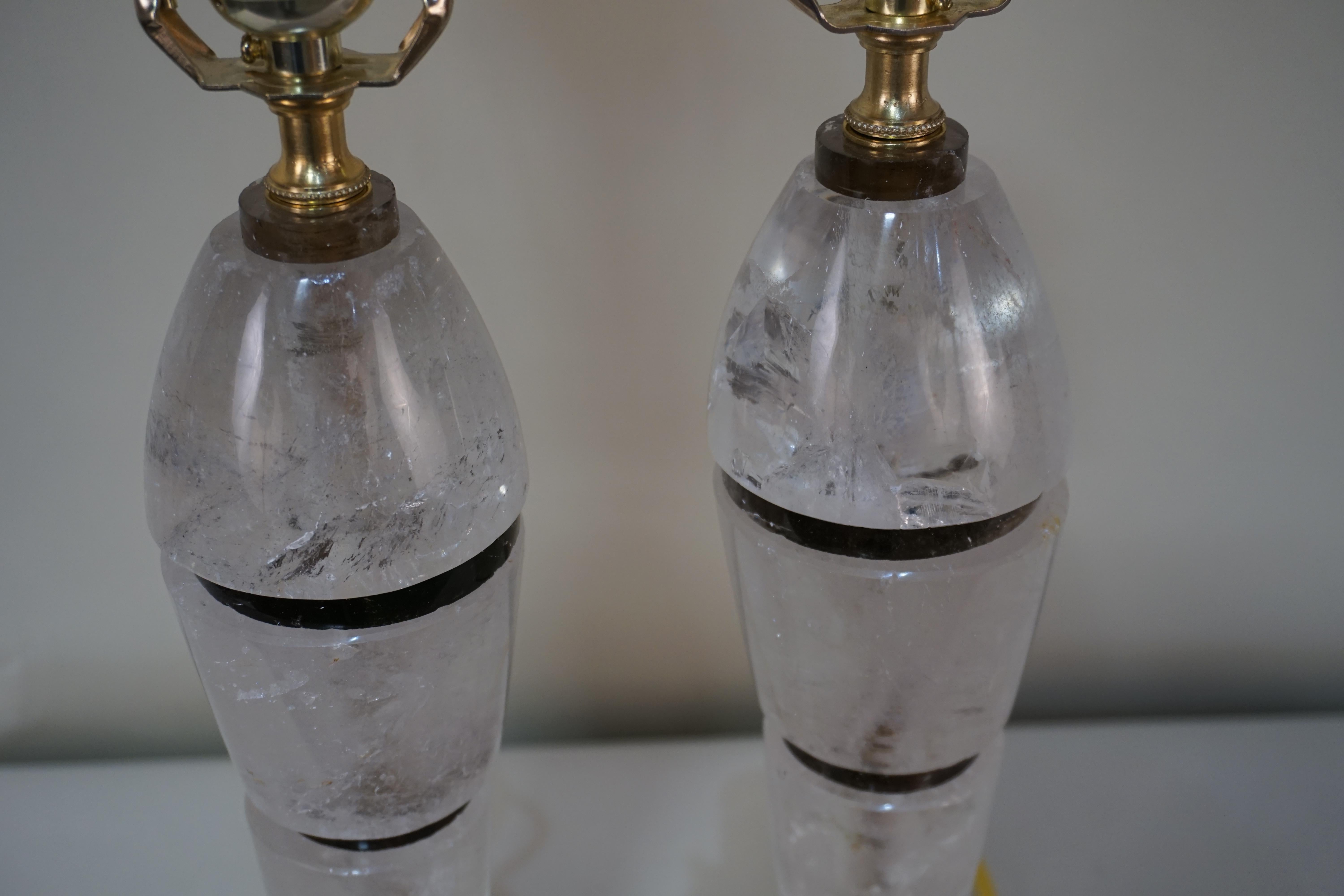 Late 20th Century Pair of Rock Crystal Table Lamps