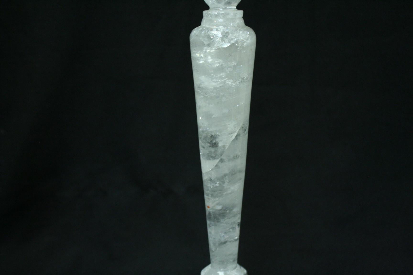 Pair of Rock Crystal Tall Candlesticks 3