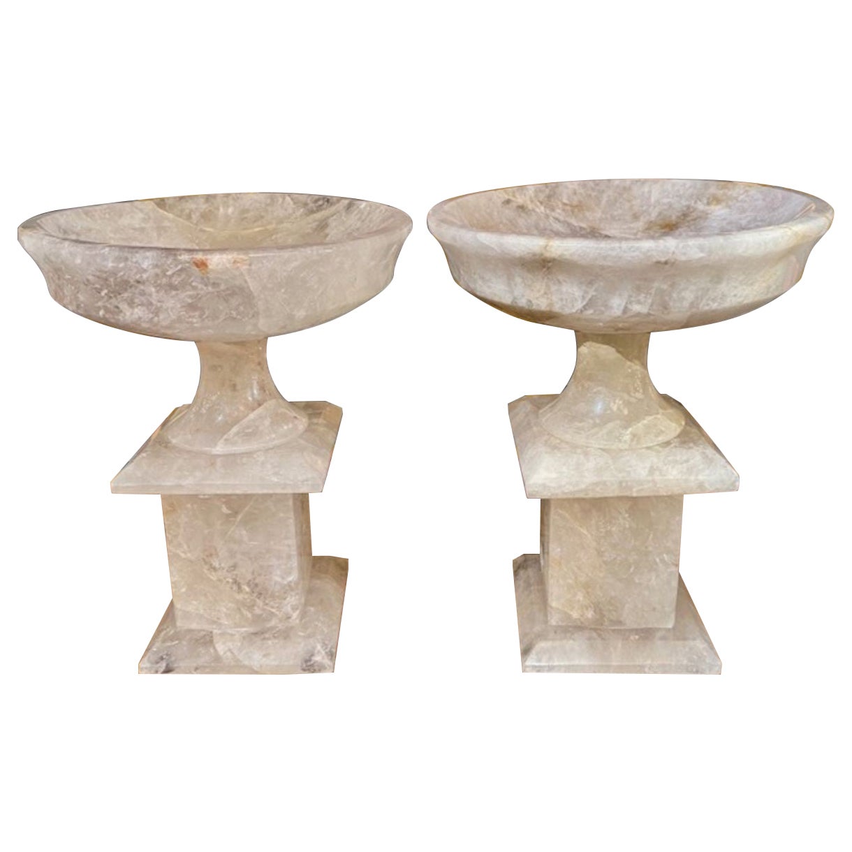 Paire de tazzas en cristal de roche du Brésil