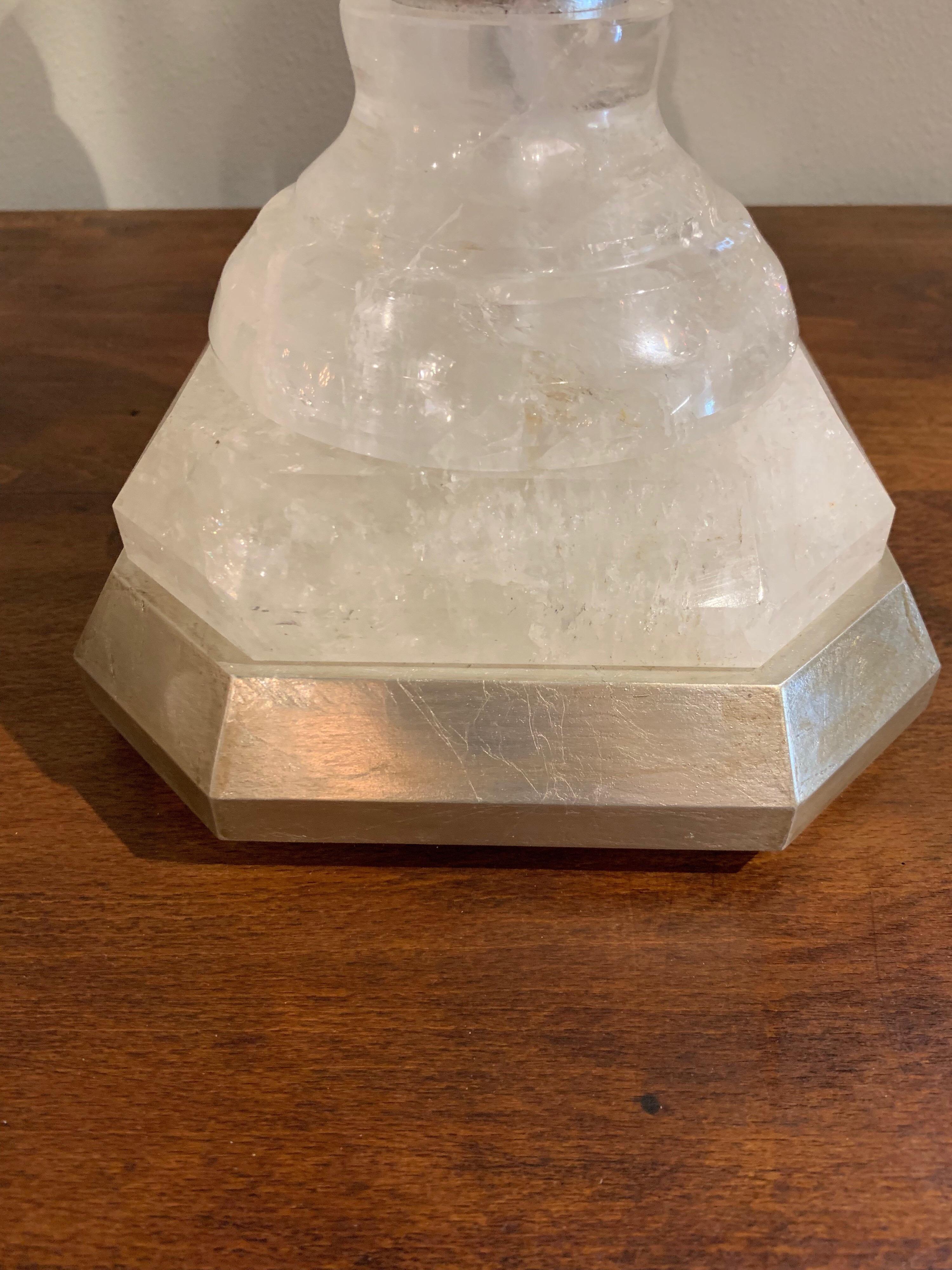 Pair of Rock Crystal Urn Form Lamps 1