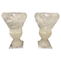Pair of Rock Crystal Urn Vases