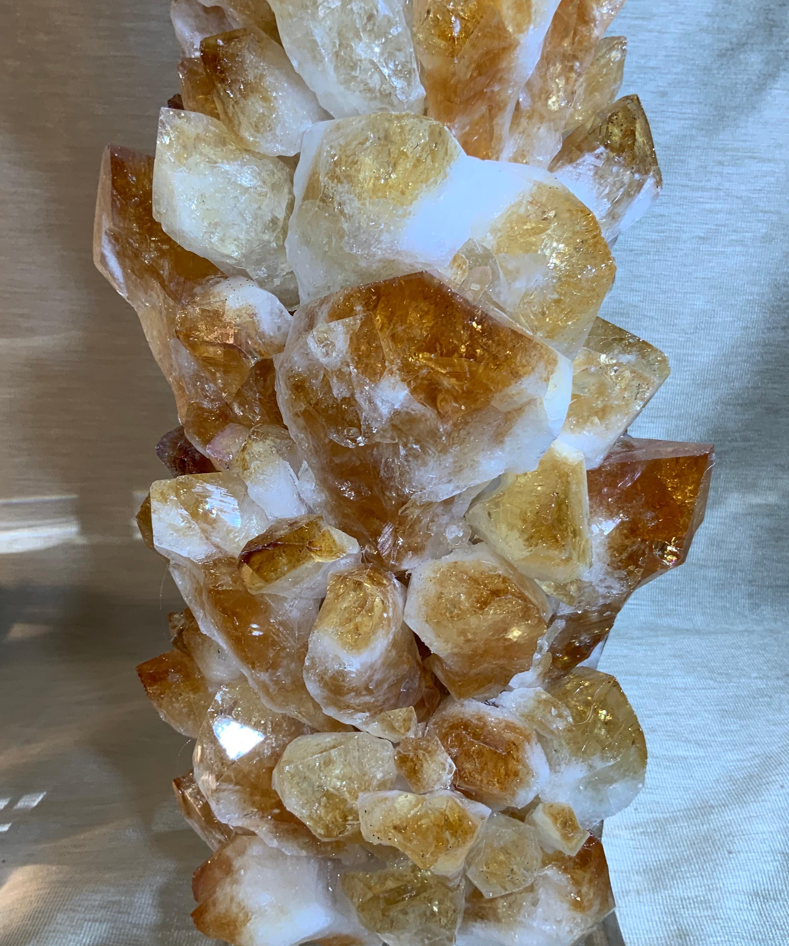 Pair of Rock Quartz Citrine Crystal Table Lamps by Joseph Malekan For Sale 7