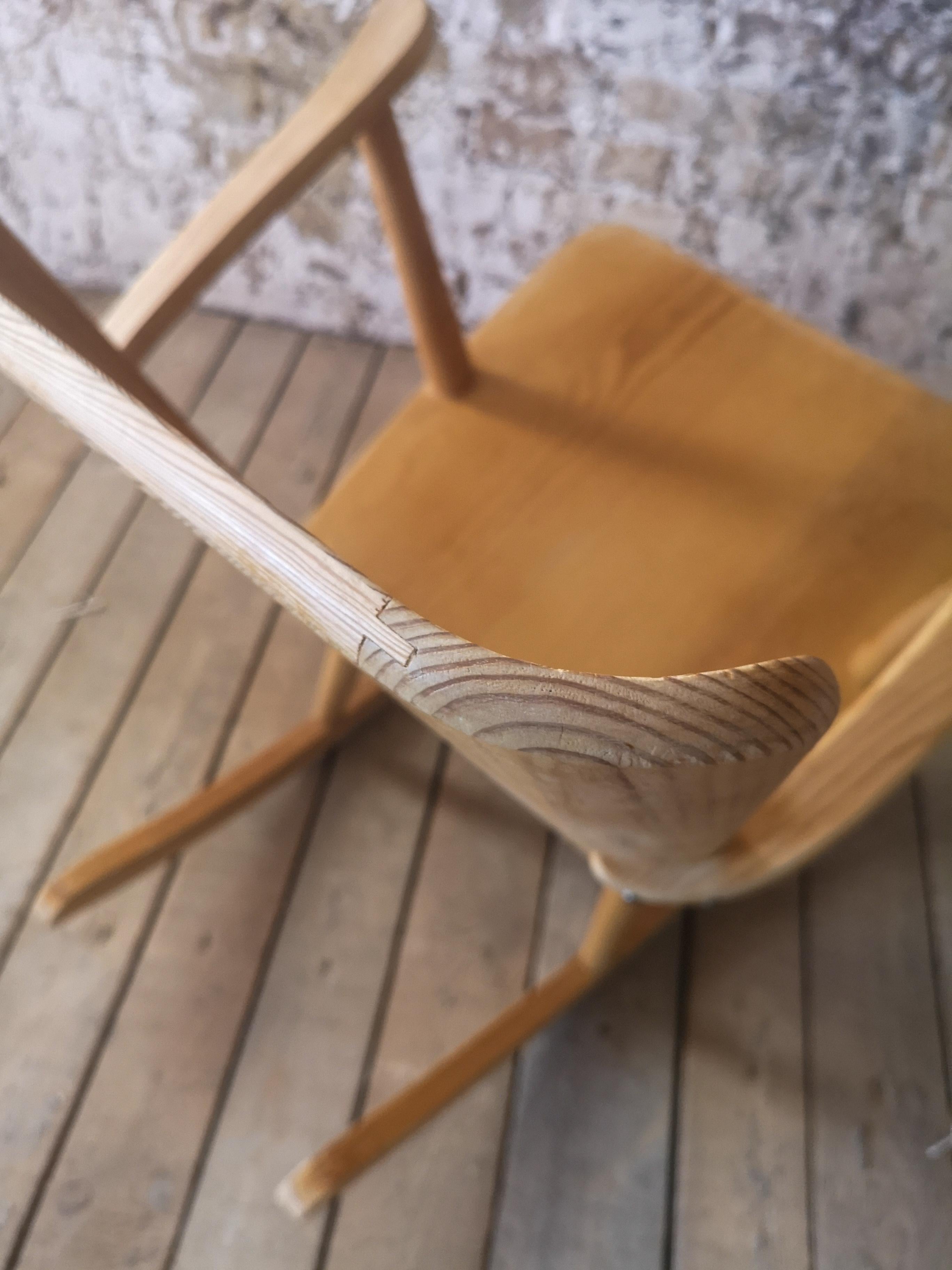 Pair of Rocking Chair in Pine, Göran Malmvall, Sweden, 1940s 7