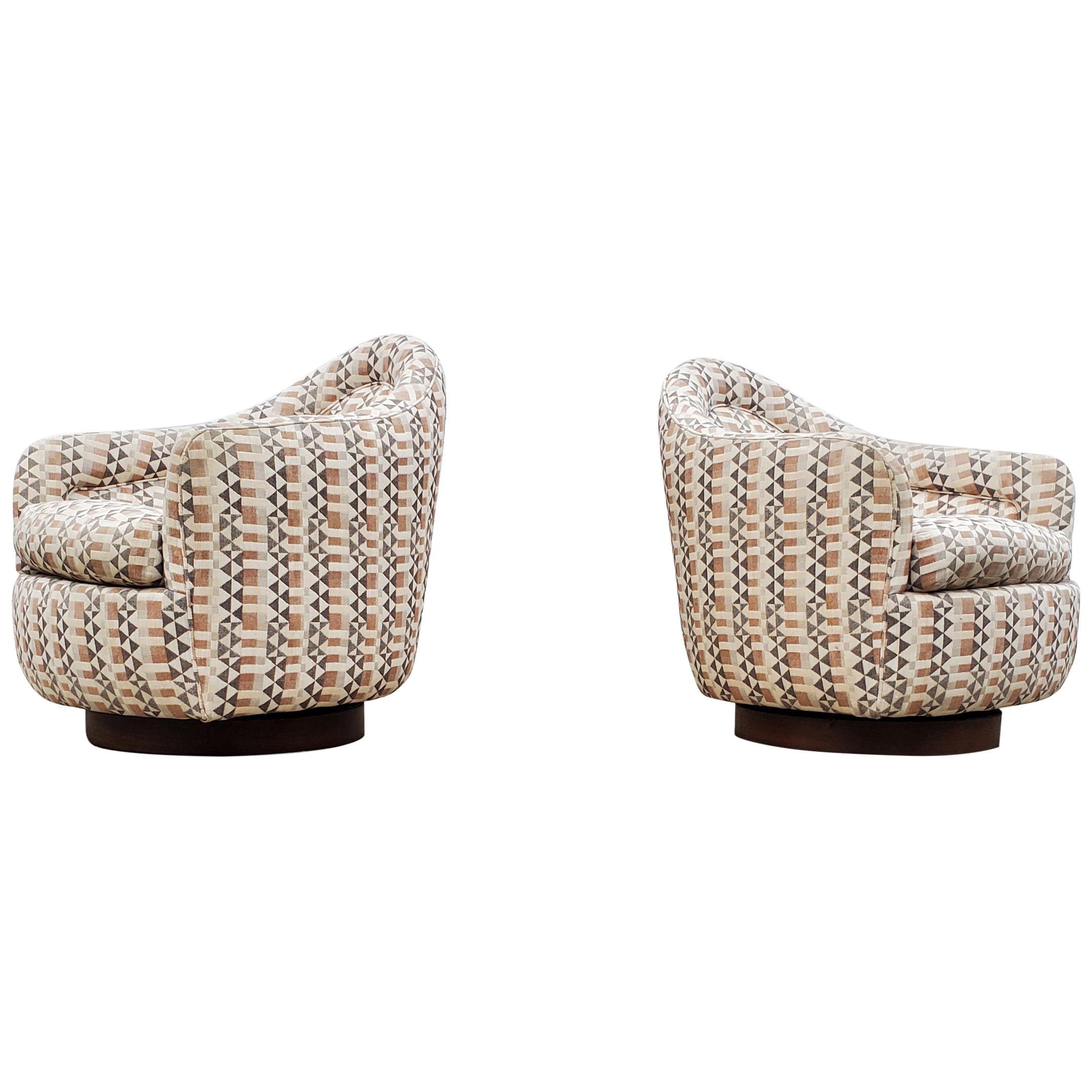 Pair of Rocking Swivel Chairs by Milo Baughman