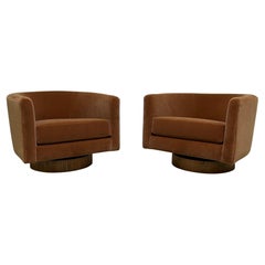 Pair of Rocking Swivel Chairs by Milo Baughman 