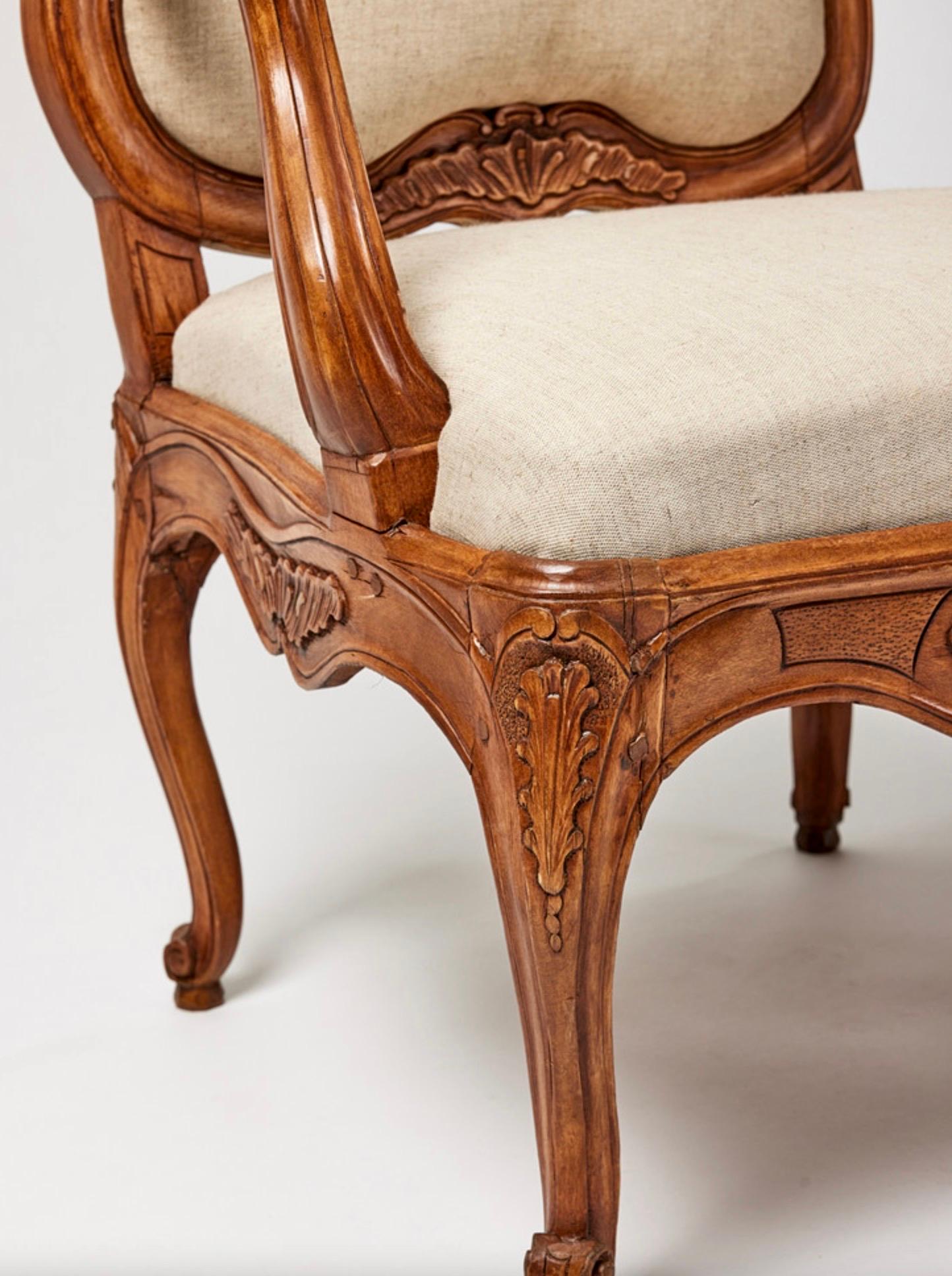 Wood Pair of Rococo Armchairs Made Around, 1760