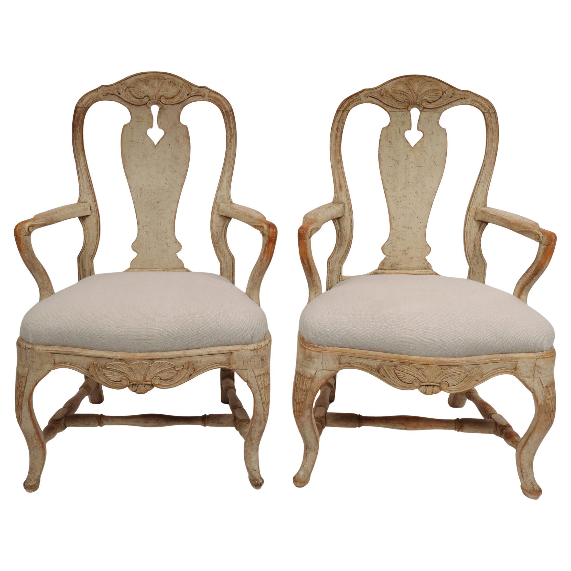 Pair of Rococo Armchairs made in Stockholm