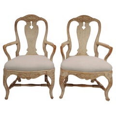 Pair of Rococo Armchairs made in Stockholm