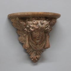 Pair of Rococo Figural Cupid Wall Sconce Shelves 20thC