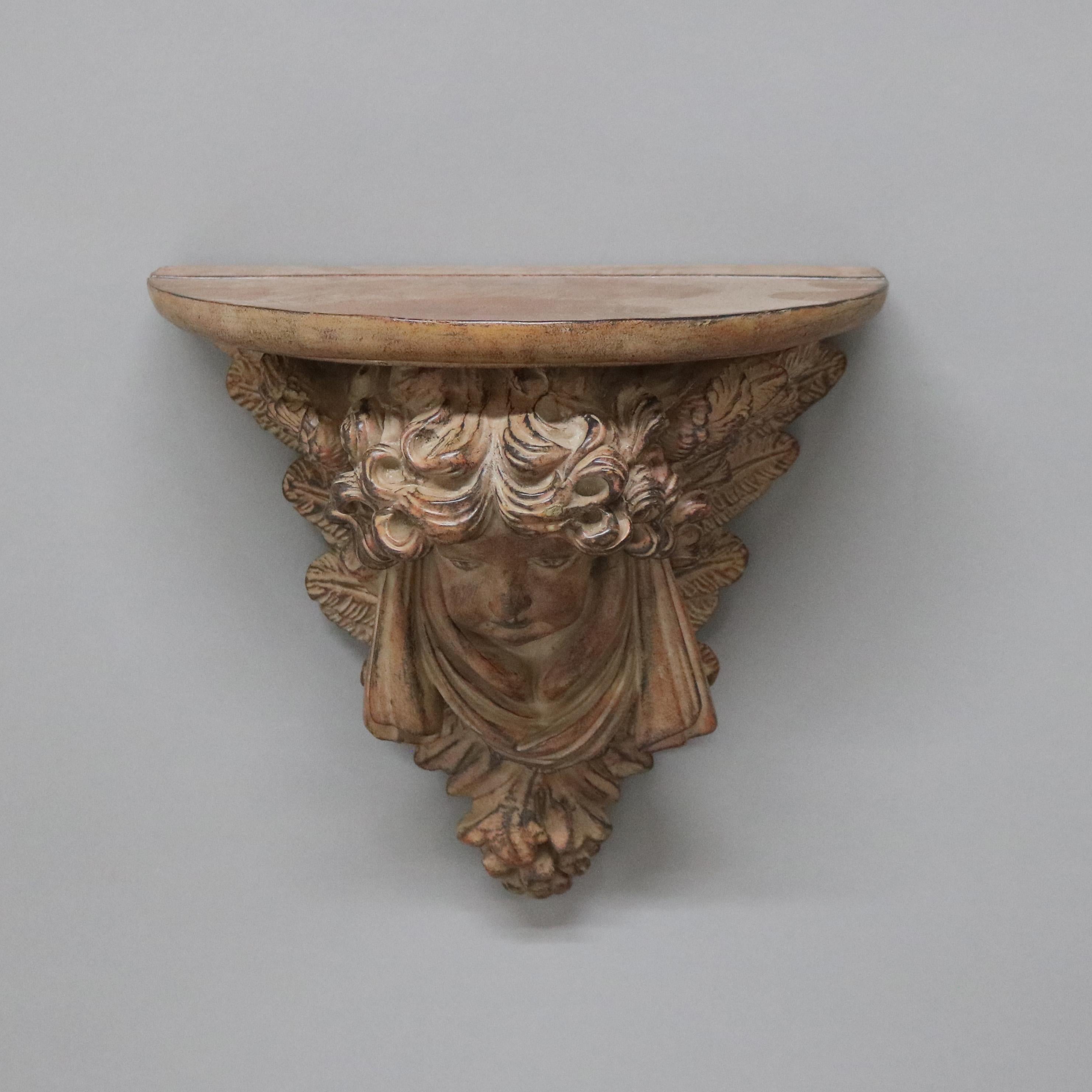 Pair of Rococo Figural Cupid Wall Sconce Shelves 20thC In Good Condition In Big Flats, NY