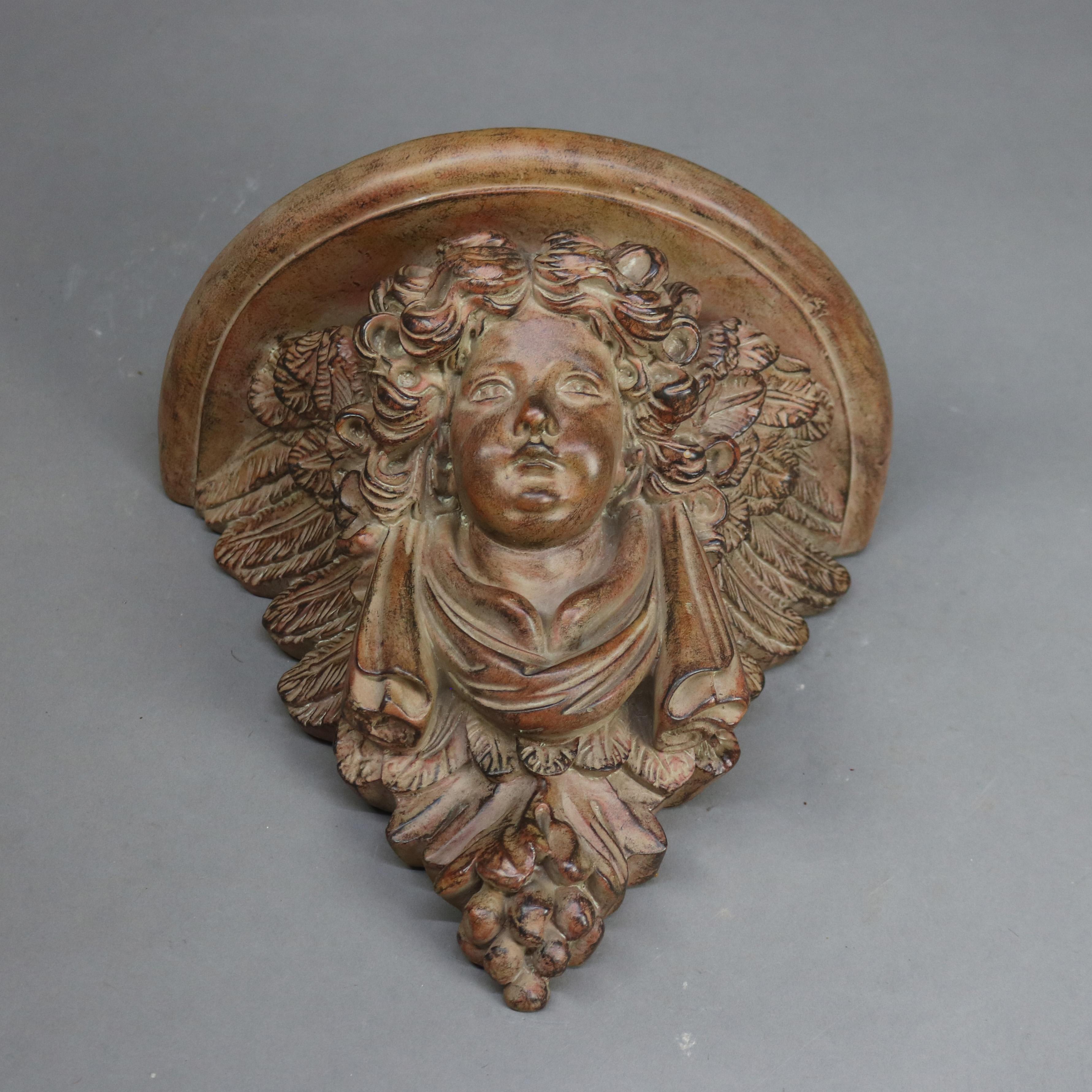 20th Century Pair of Rococo Figural Cupid Wall Sconce Shelves 20thC