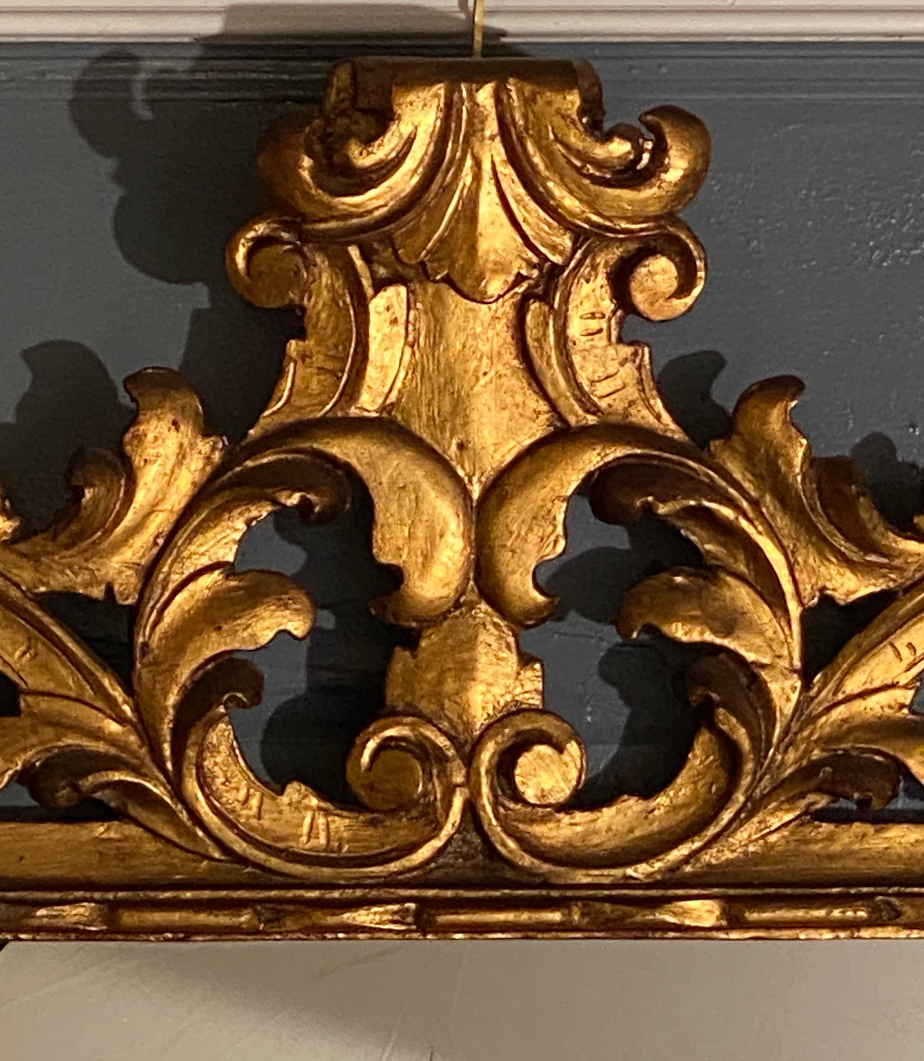 Pair of Rococo Style Frame Wall or Console Mirrors, Carved Gilded Wood Surrounds For Sale 8