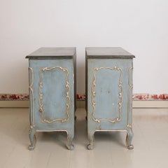 Pair of Rococo French Dressers with Silver Leaf Details