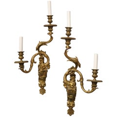 Pair of Rococo Gilt Bronze Sconces