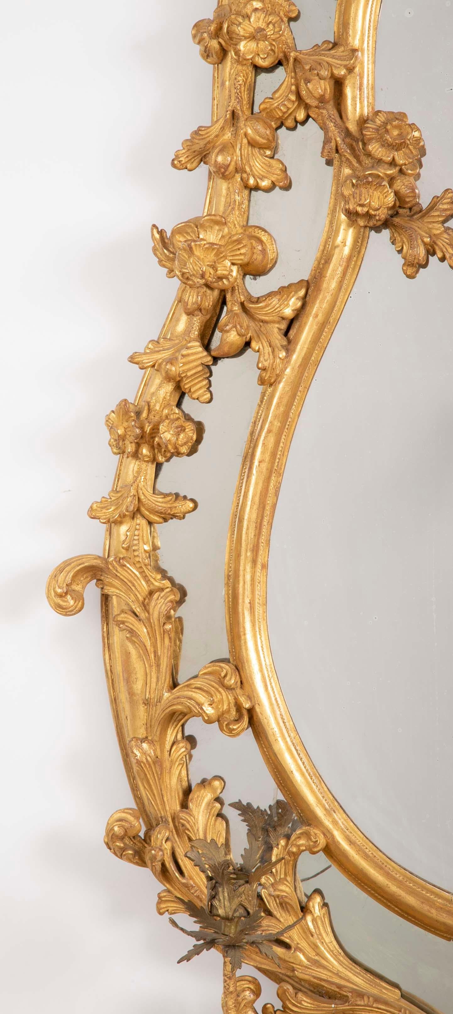 Brass Pair of Rococo Giltwood Girondoles