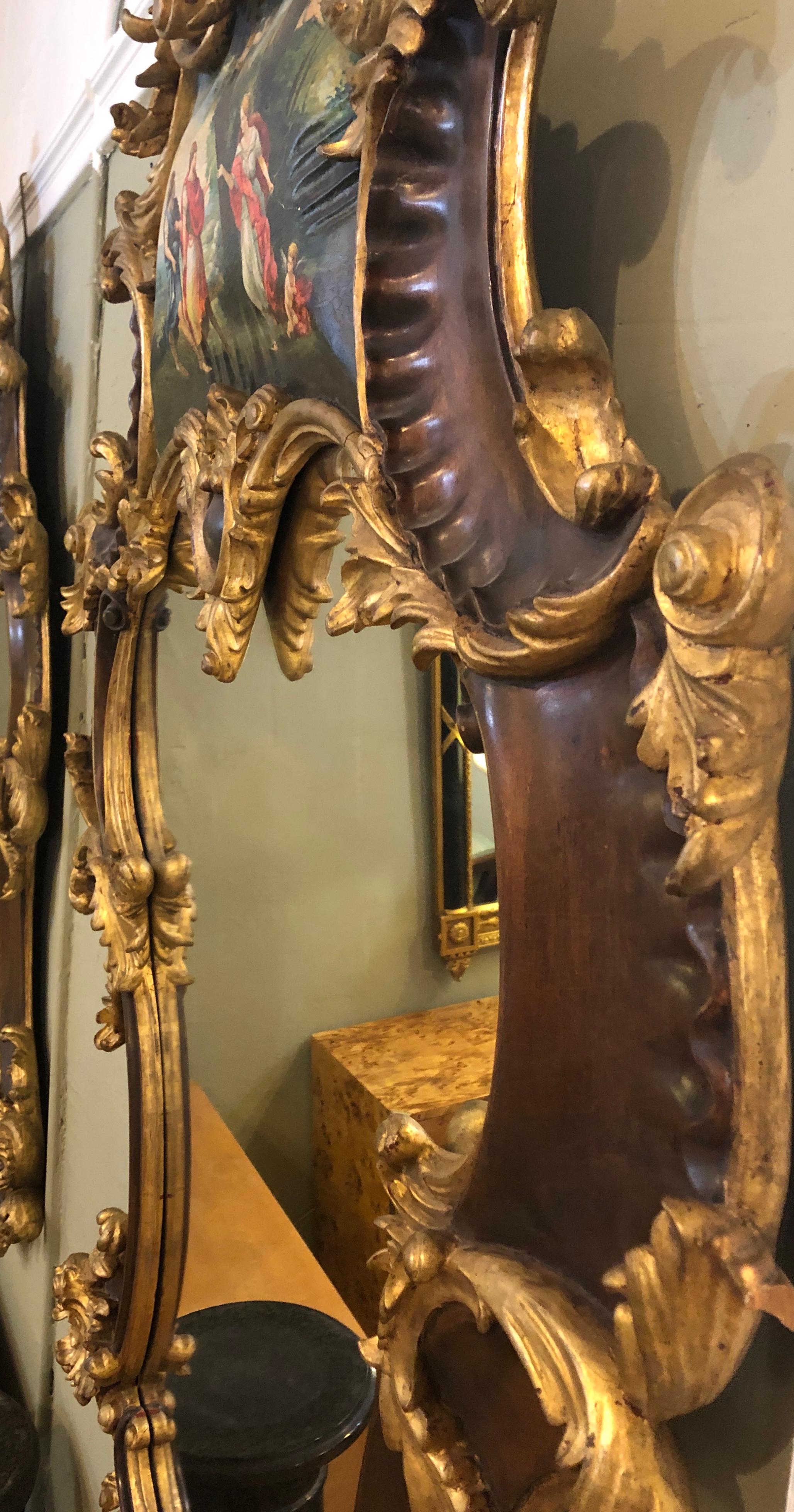 Pair of Rococo Mahogany Gilt Decorated Carved Wall / Pier or Console Mirrors 5