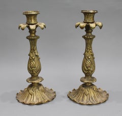 Pair of Rococo Revival Cast Brass Candlesticks – Continental, c.1900