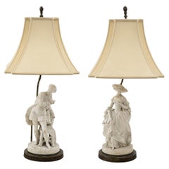 Antique Pair of Rococo Revival Figural Table Lamps