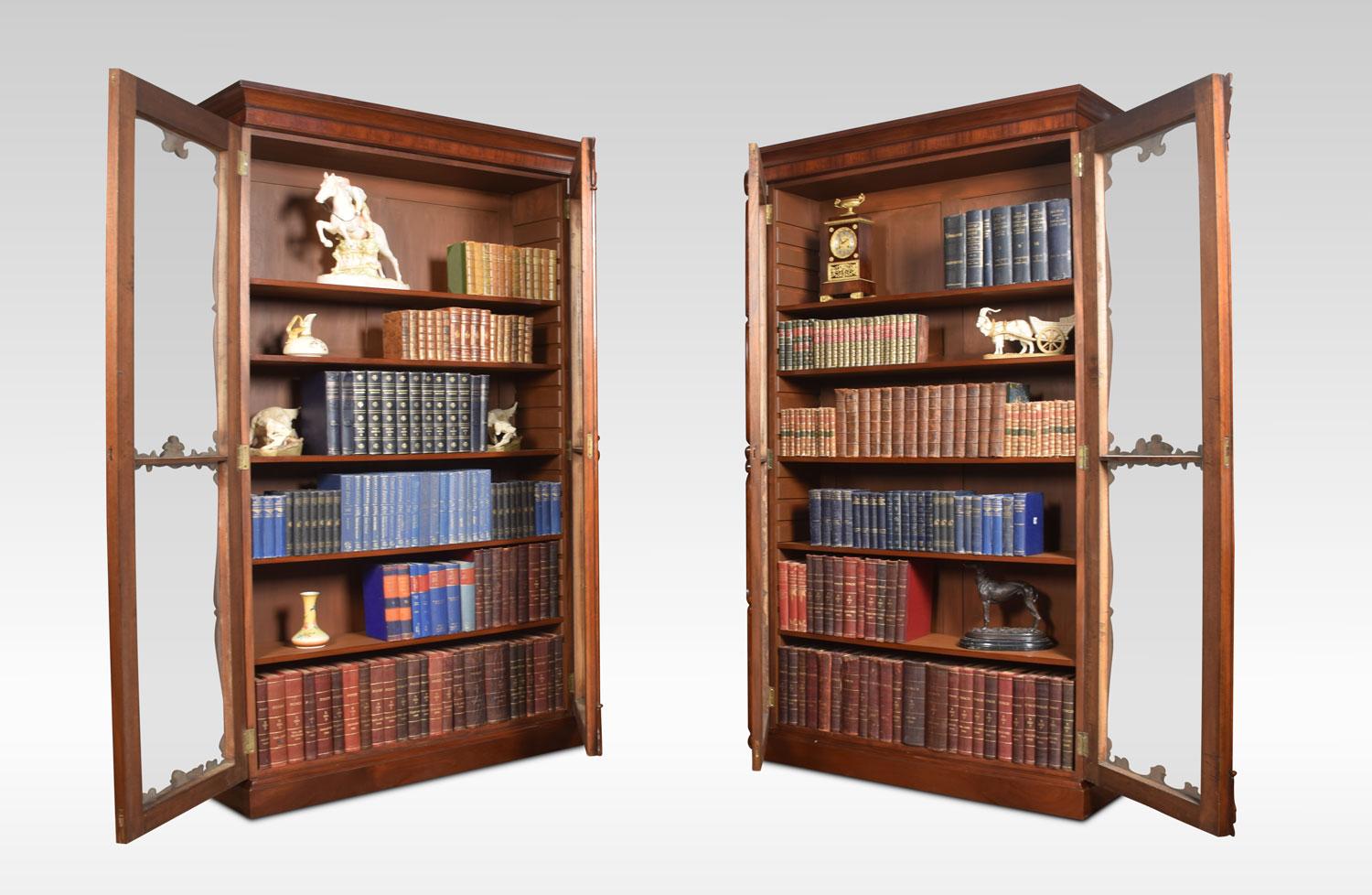 Pair of Rococo Revival Mahogany Bookcases 4